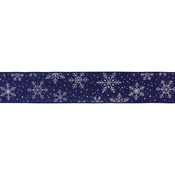 Navy Snowflake Ribbon 2.5" x 10 Yds, Set of 2