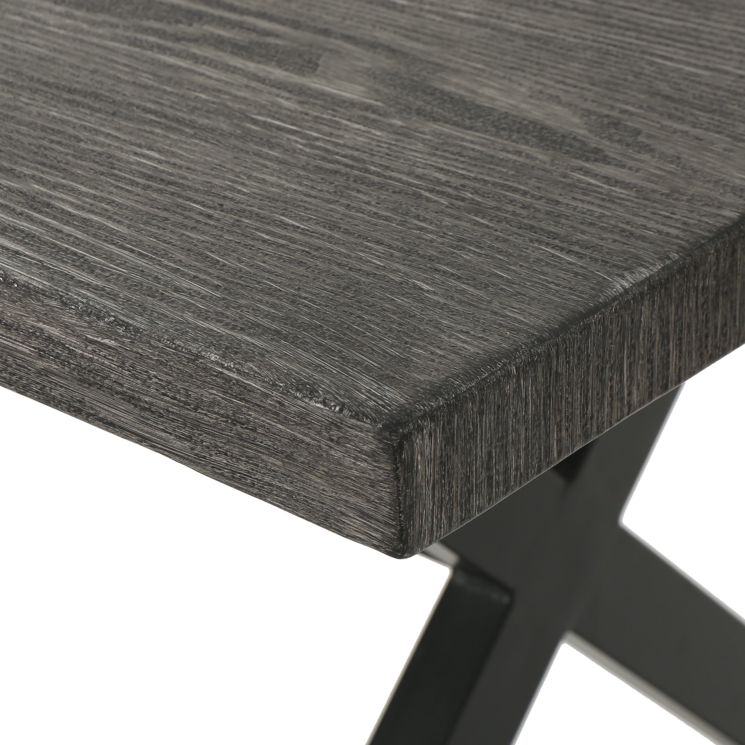 Rolando Outdoor Aluminum Dining Table with Steel Frame, Grey / Black