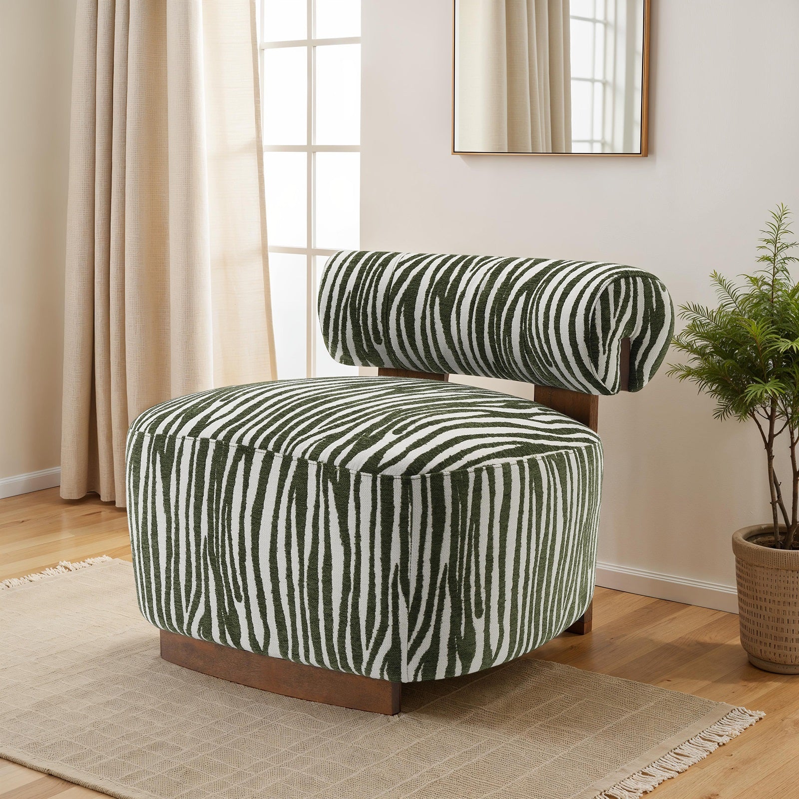 Avril Modern Zebra Stripe Accent Chair