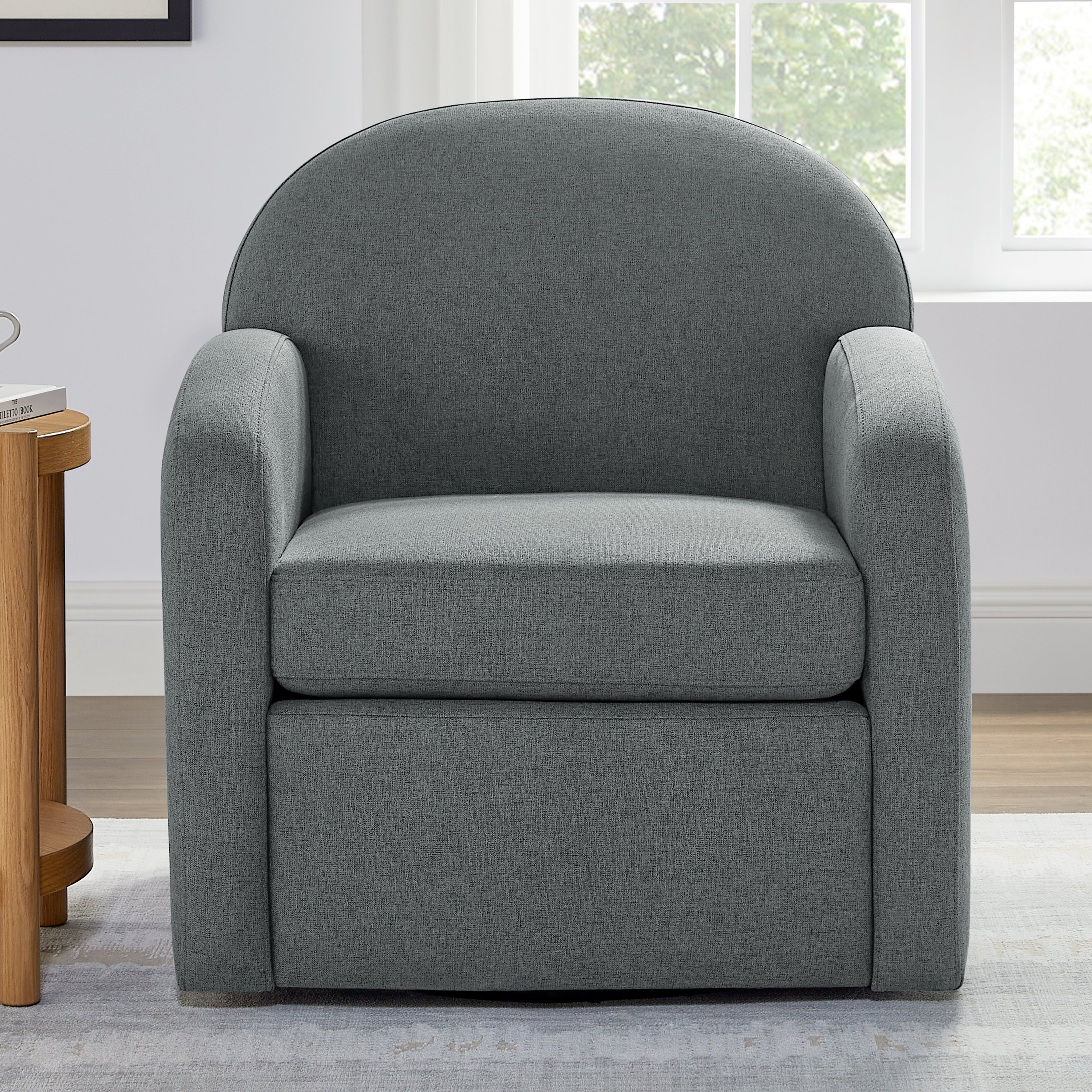 Edie Modern Round Back Swivel Accent Chair