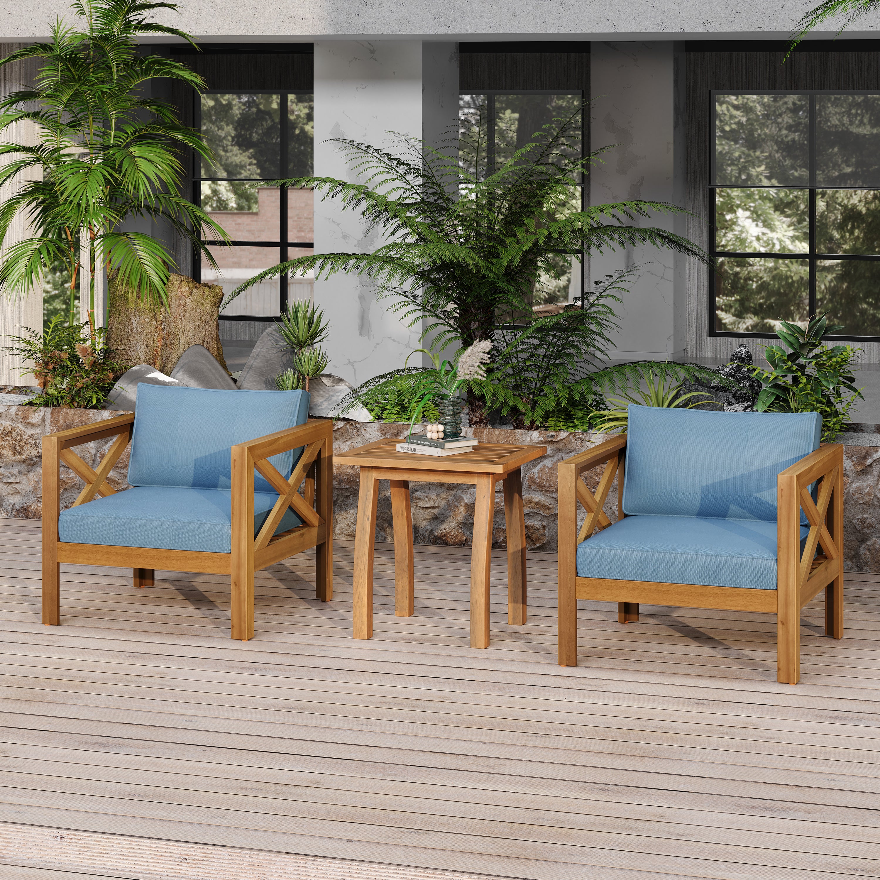 Brava Outdoor 3-Piece Patio Conversation Set