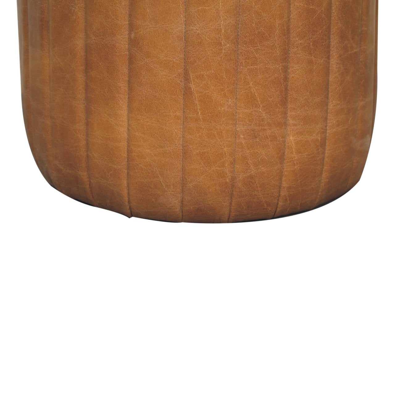 Solid Wood Buffalo Leather Boucle Footstool