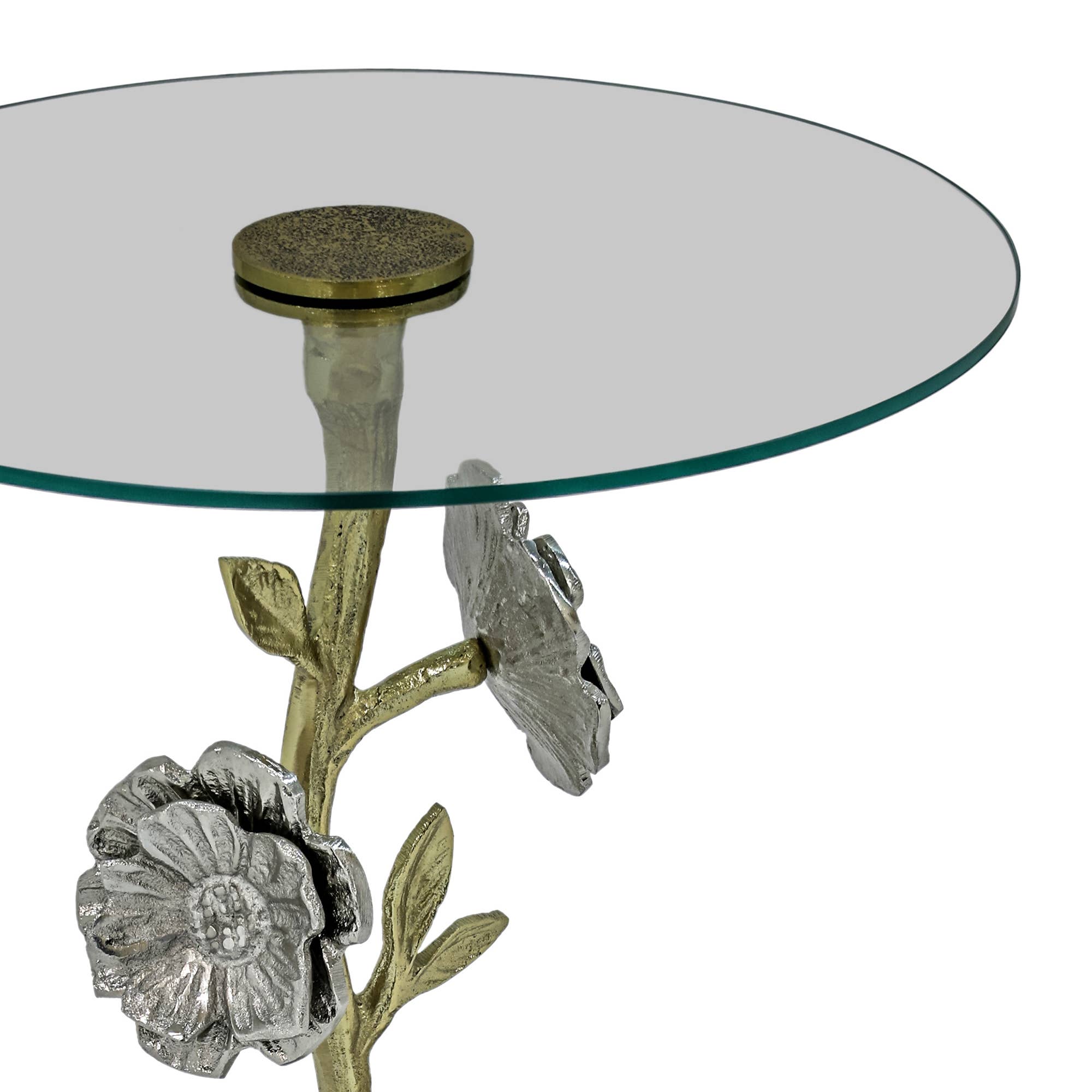 Flower Side Table with Glass Top