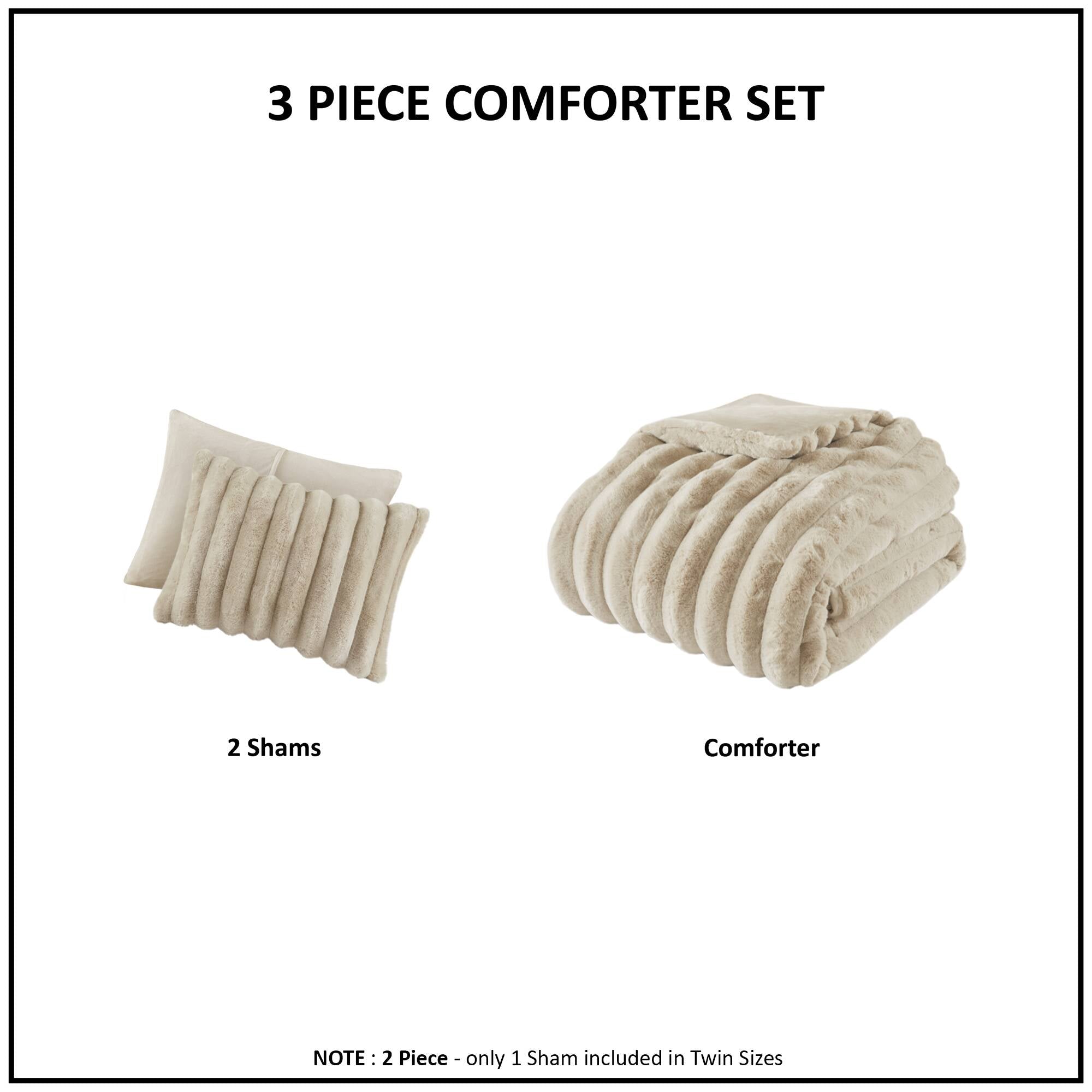 Ultrasoft Faux Fur Ribbed Comforter Set