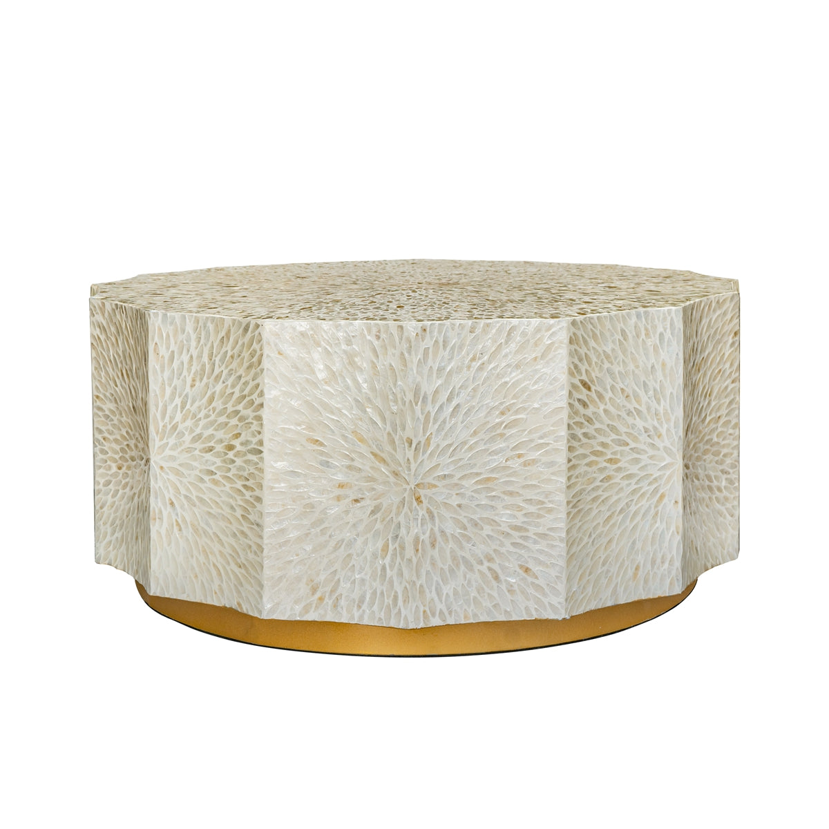 Starburst Capiz Inlay Coffee Table with Wooden Base