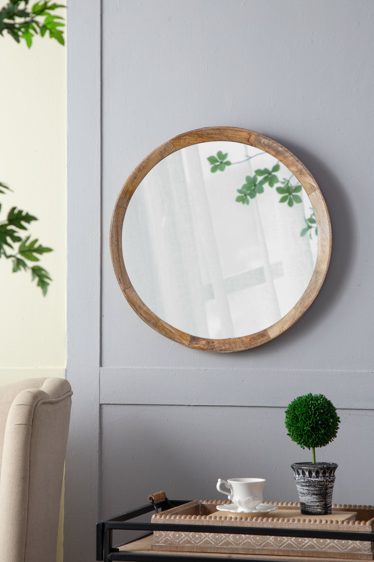 Wood Wall Mirror with Wood Frame