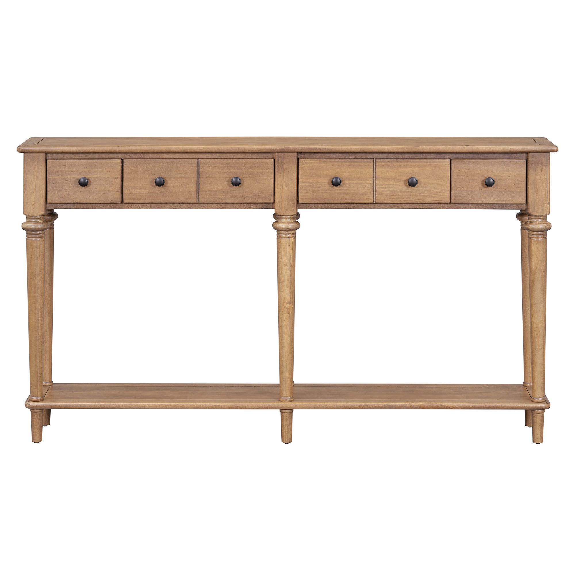 Console Table with 4 Drawers and Open Shelf