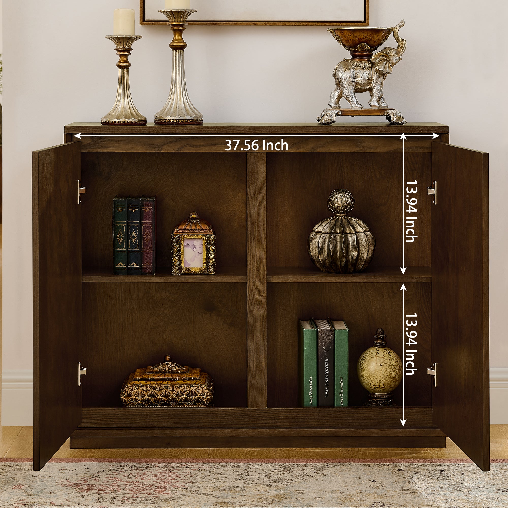 Mid Century Modern V-Shape Narrow Storage Cabinet