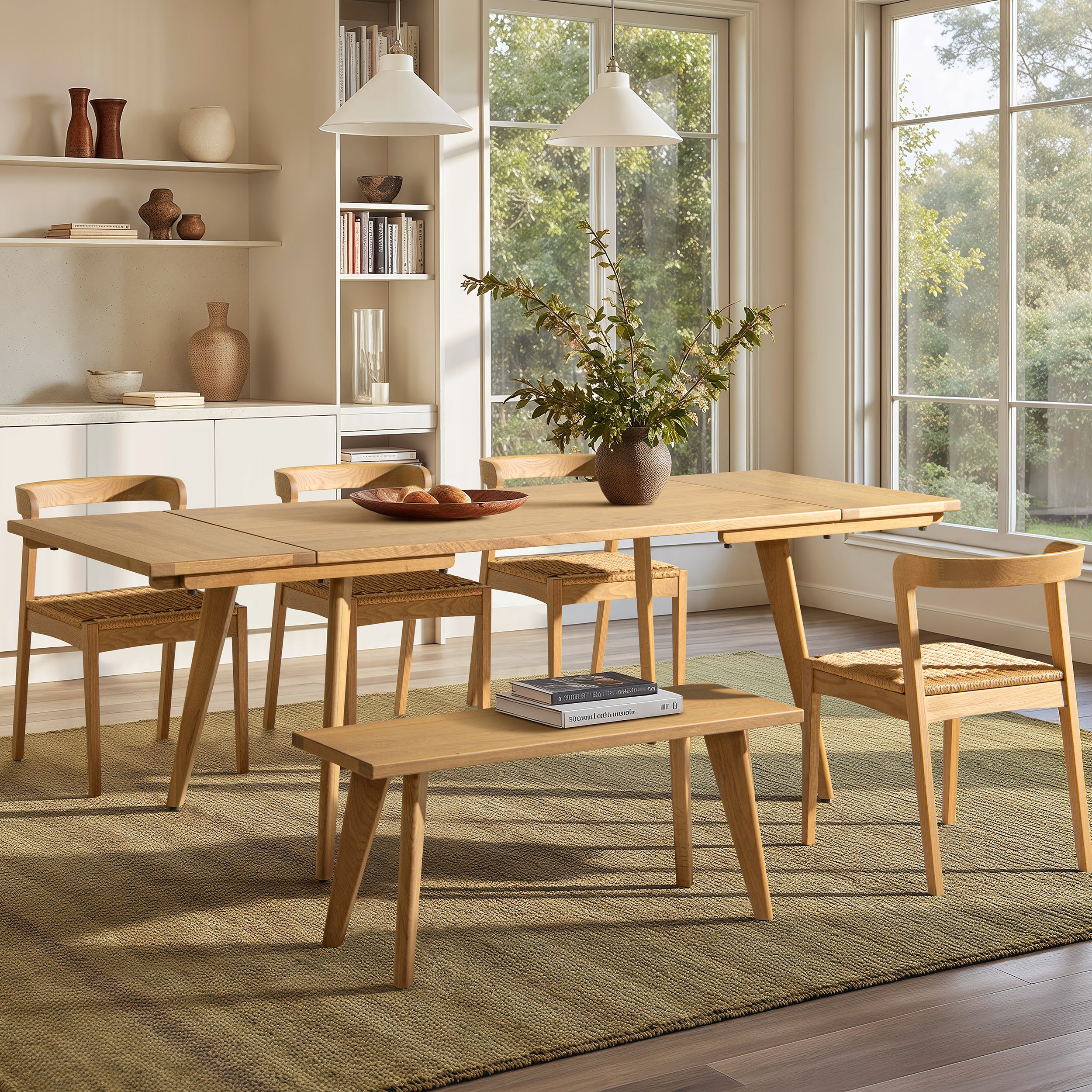 Capri Solid Oak Wood Extendable Dining Table