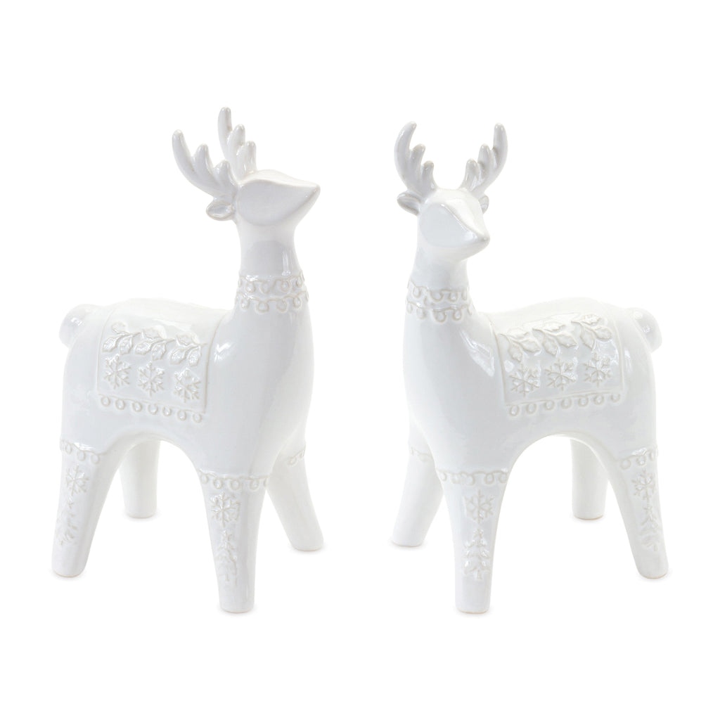 Ceramic Holiday Deer Figurine (Set of 2)