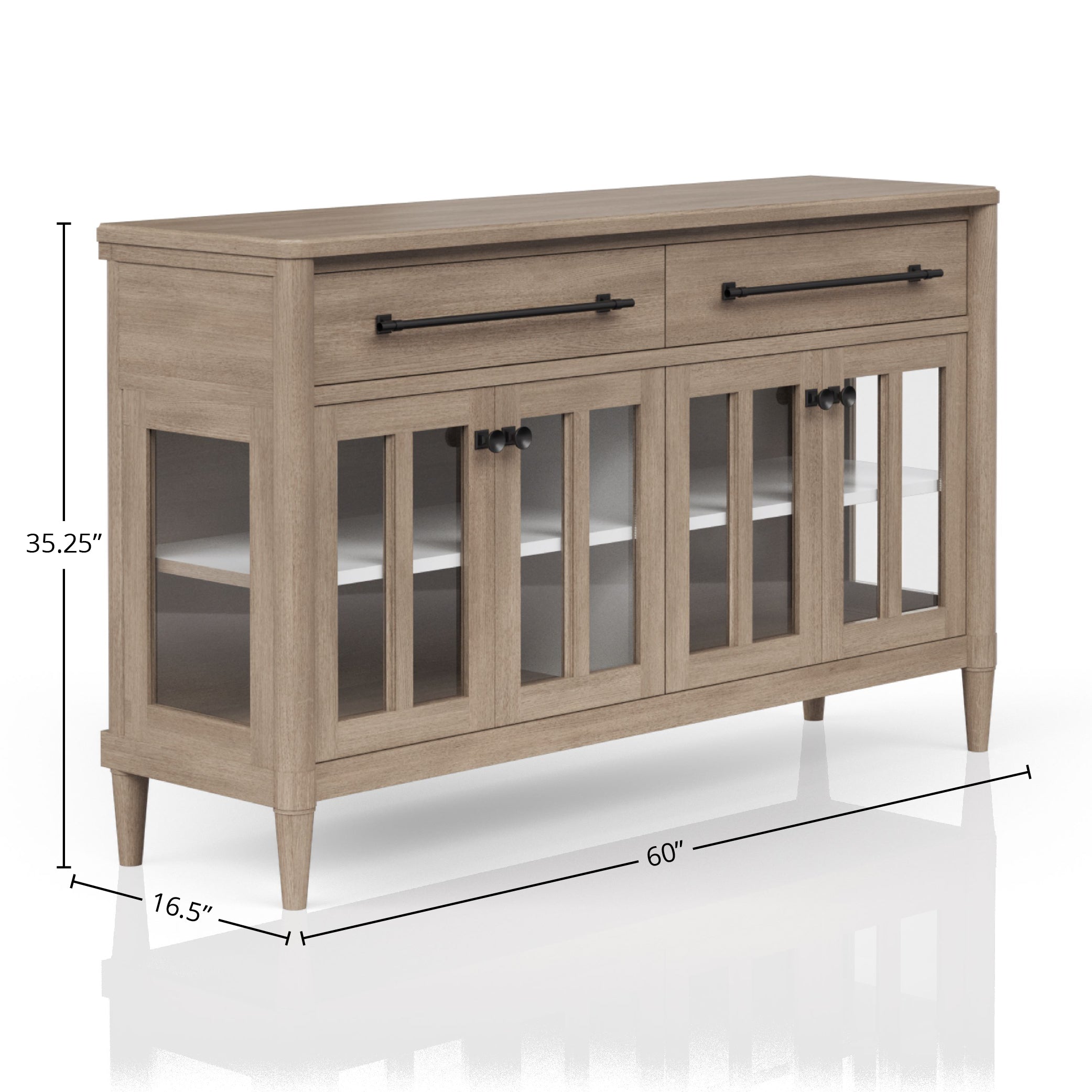 Buffet with Glass Cabinet Doors