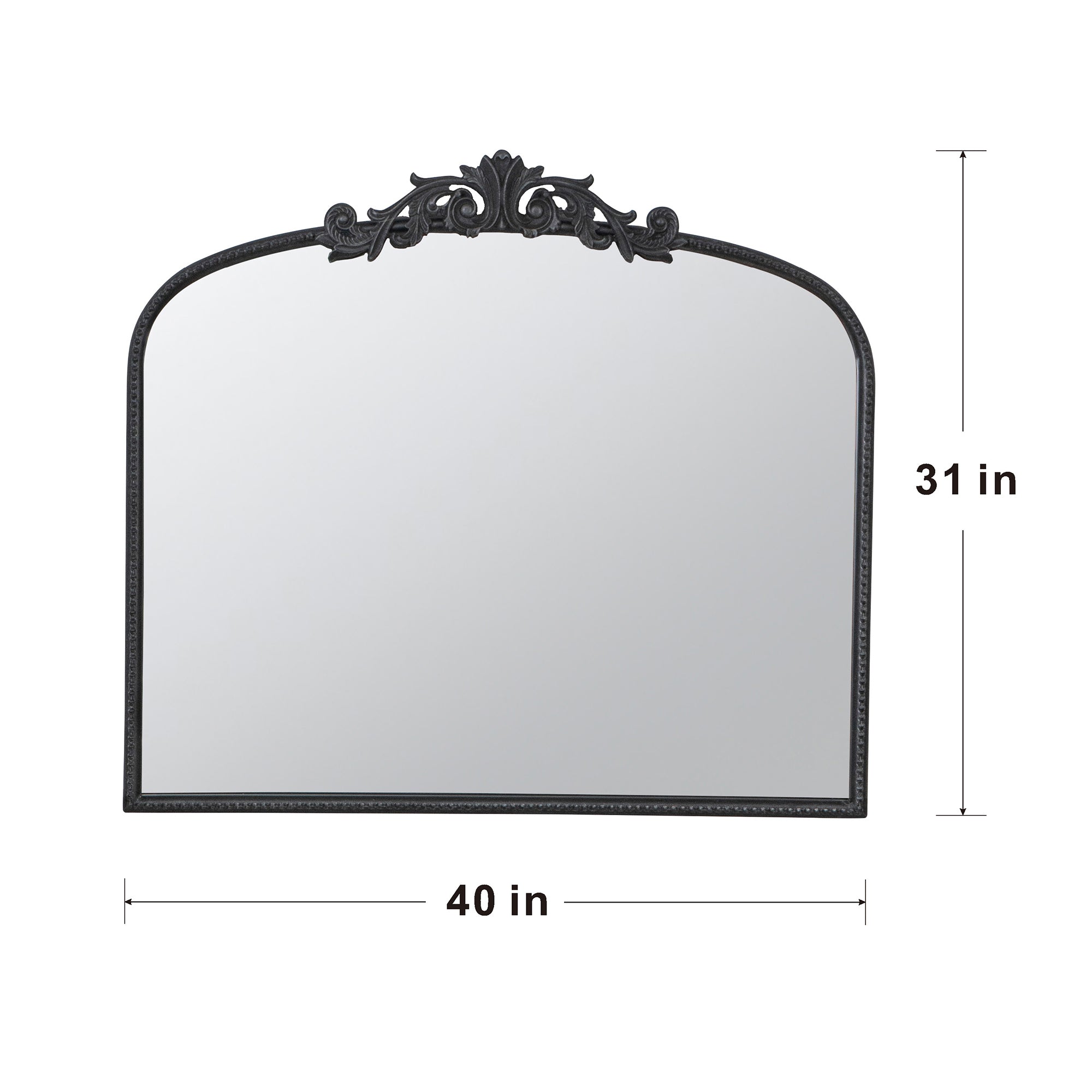40" x 31" Wall Arch Mirror with Baroque Inspired Frame