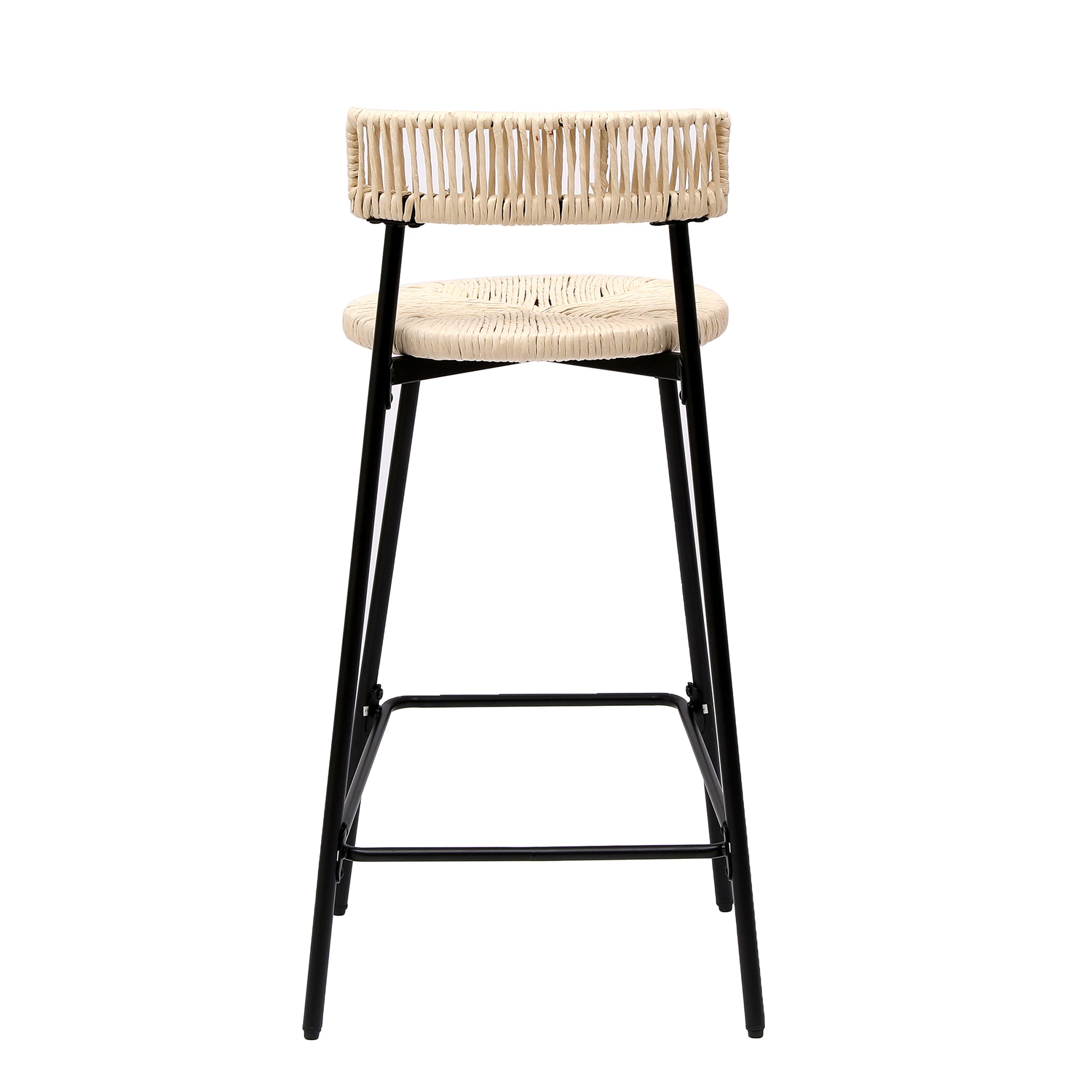 Boho Handwoven Paper Rope Counter Stools, Set of 2