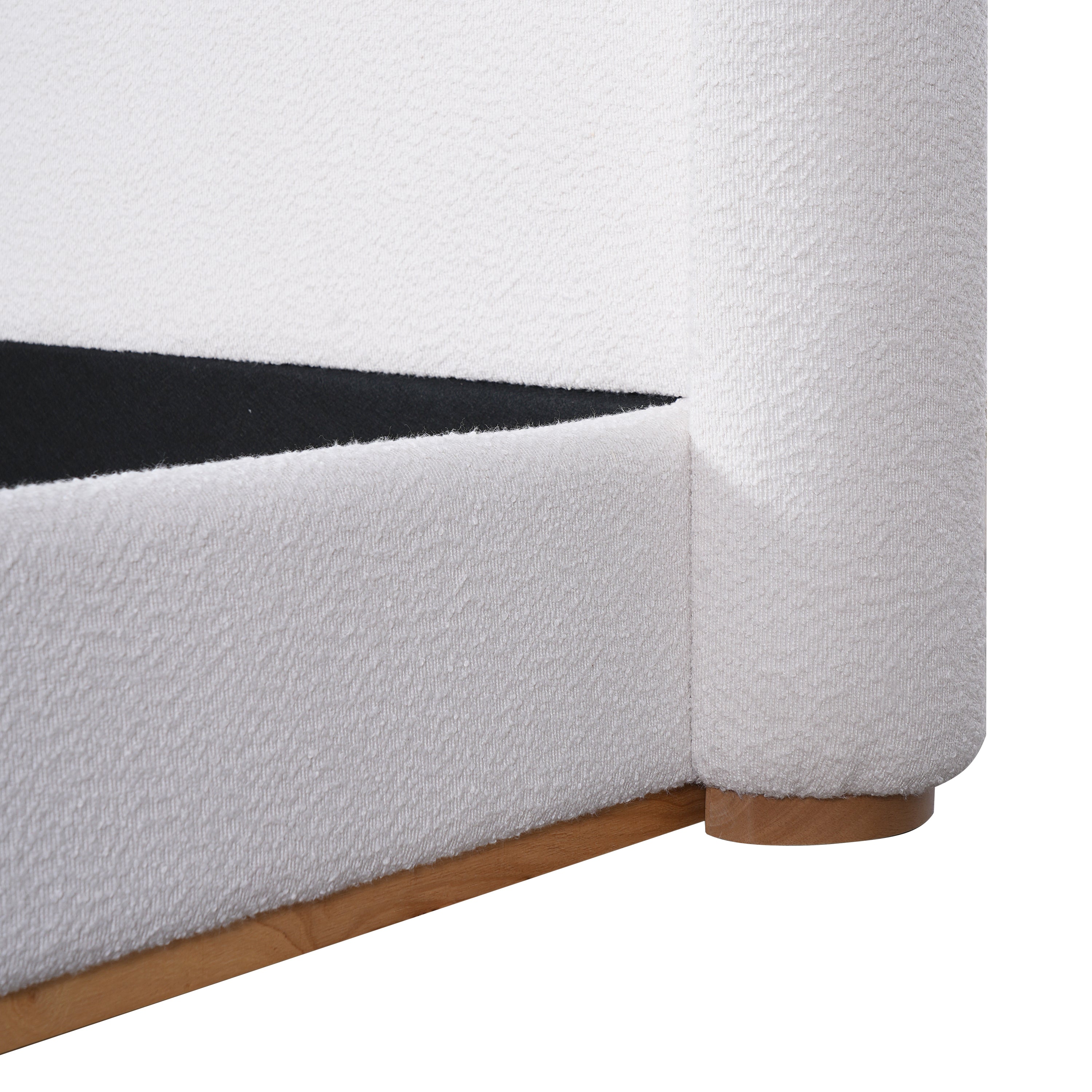 Bed Frame with Boucle Upholstered Wingback Headboard