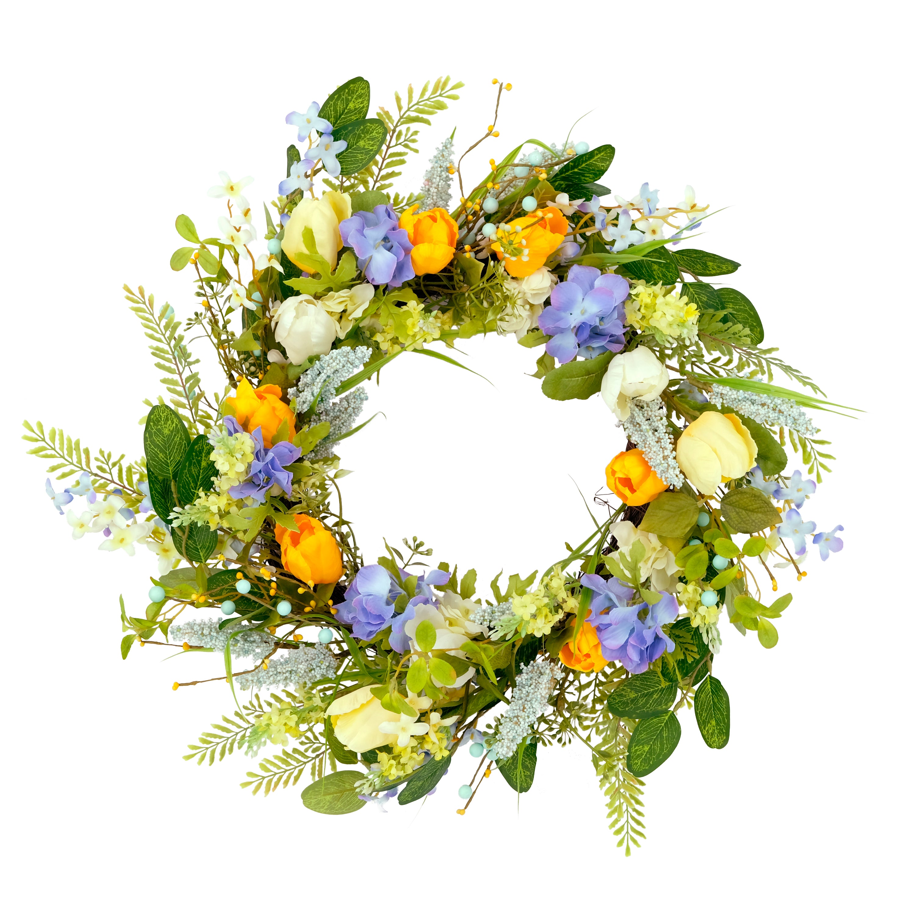 24" Artificial Multicolor Daisy Floral Spring Door Wreath