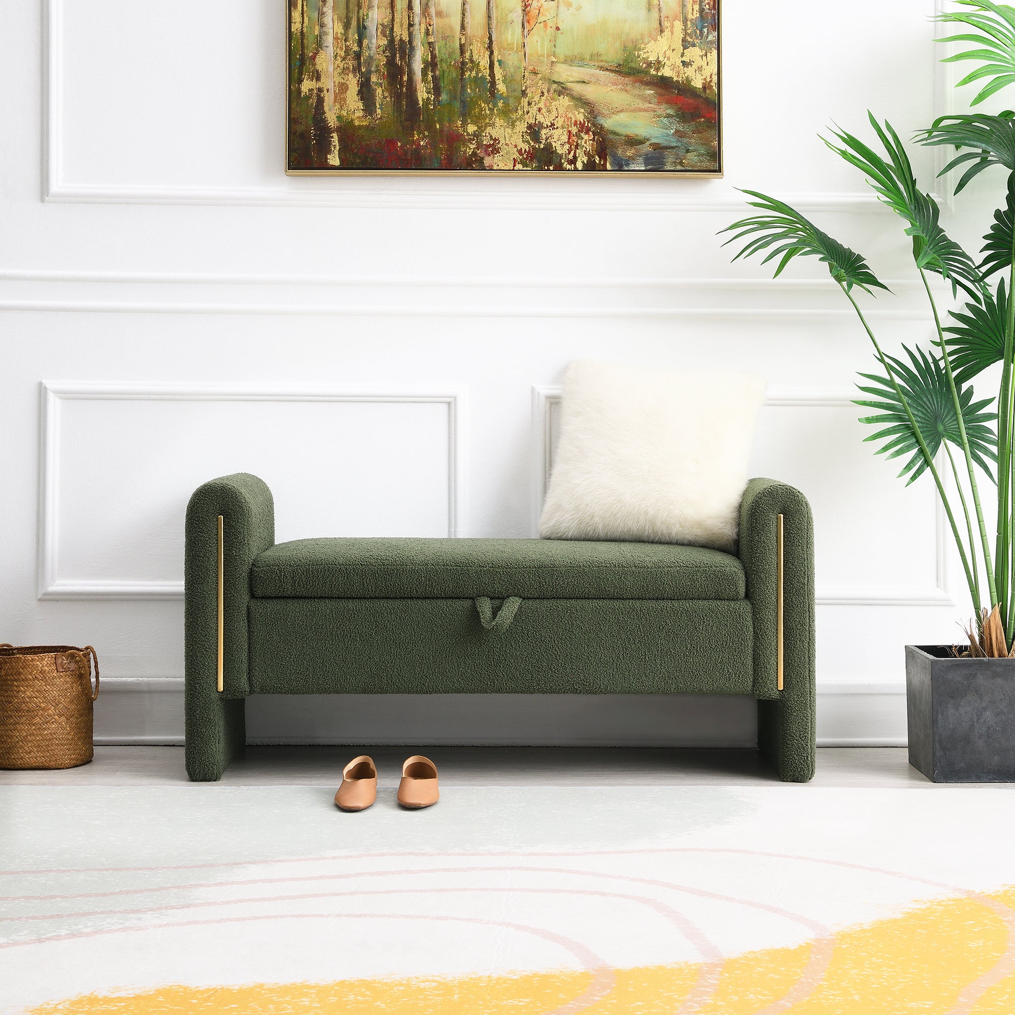 Modern Teddy Bench with Arms and Storage
