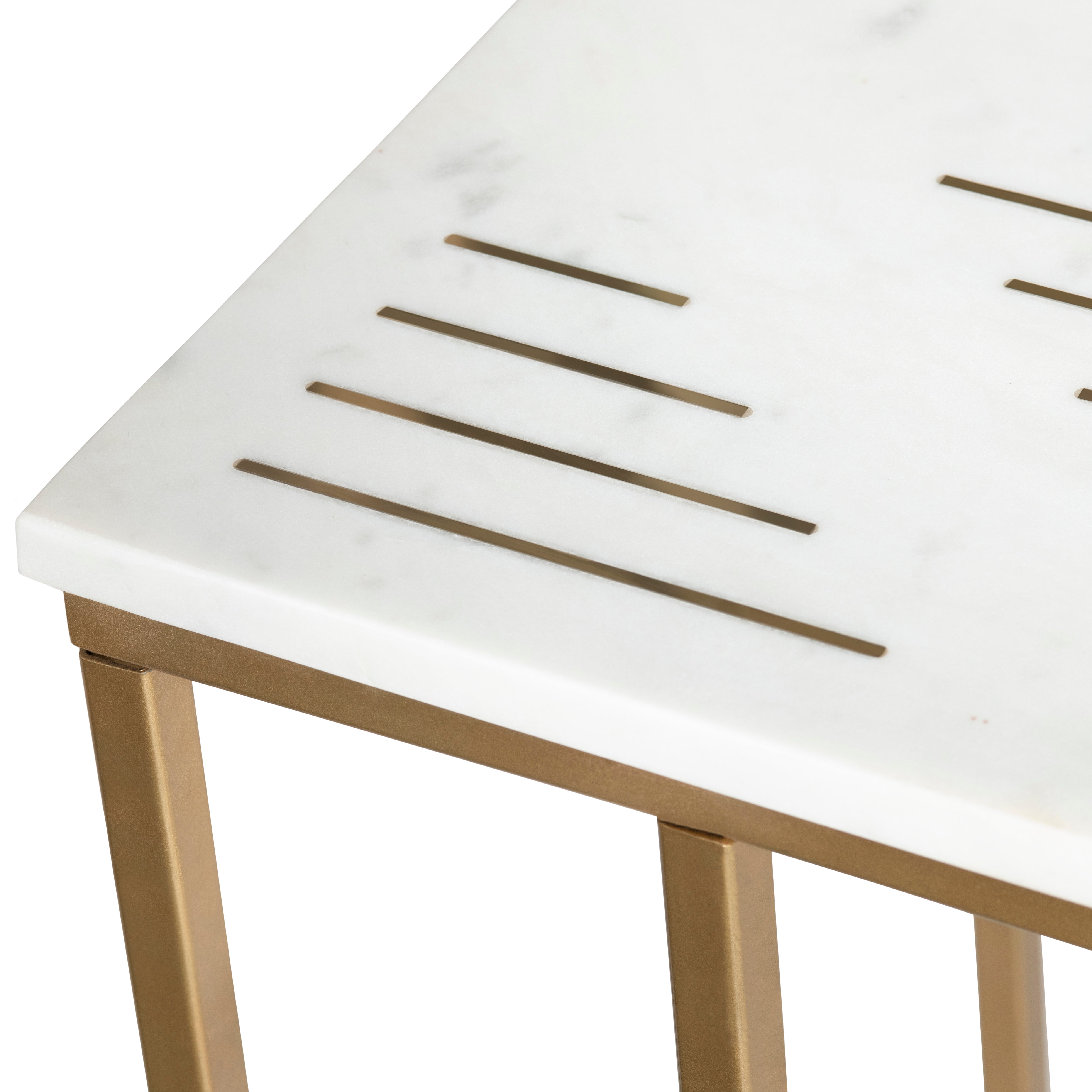 Rectangle White Marble Accent End Table
