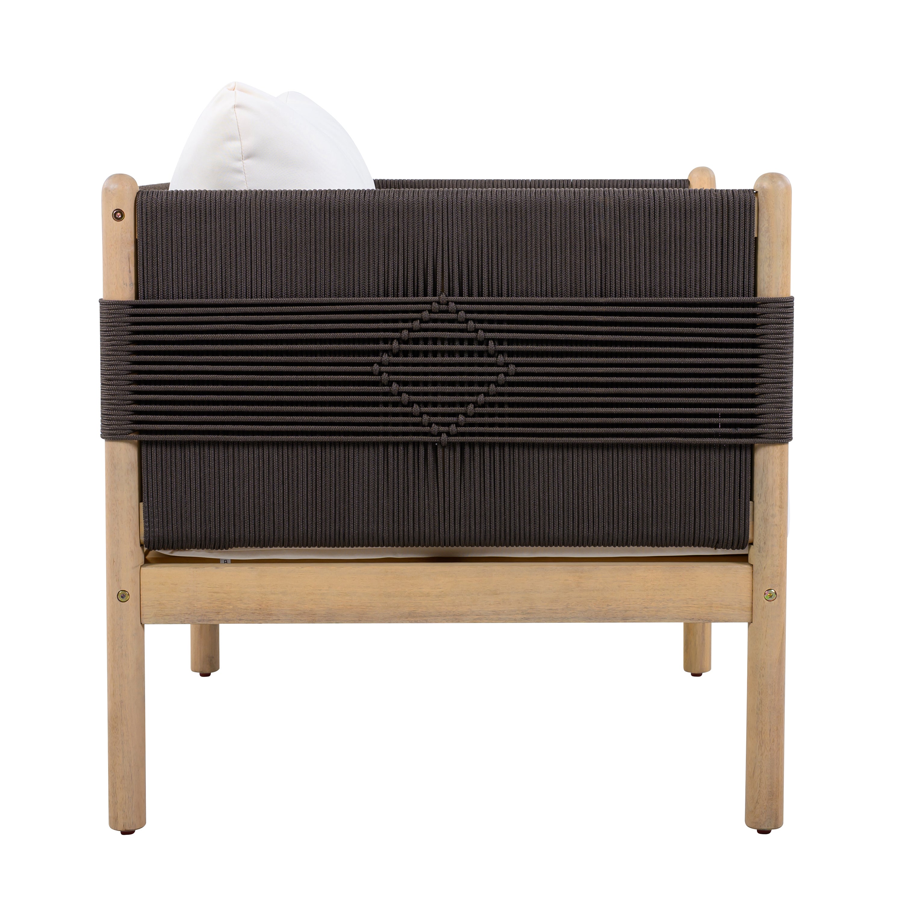 Seabrook Acacia Wood Outdoor Loveseat with Diamond Rope Weave & Cushions