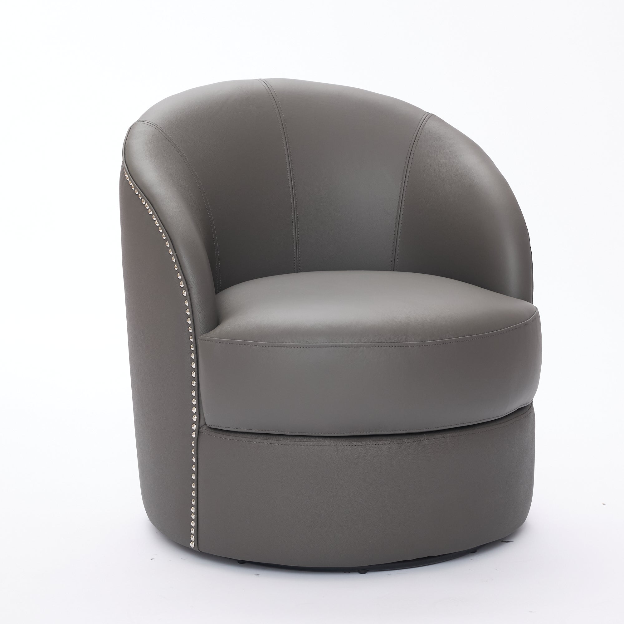 Top-Grain Leather Swivel Accent Chair