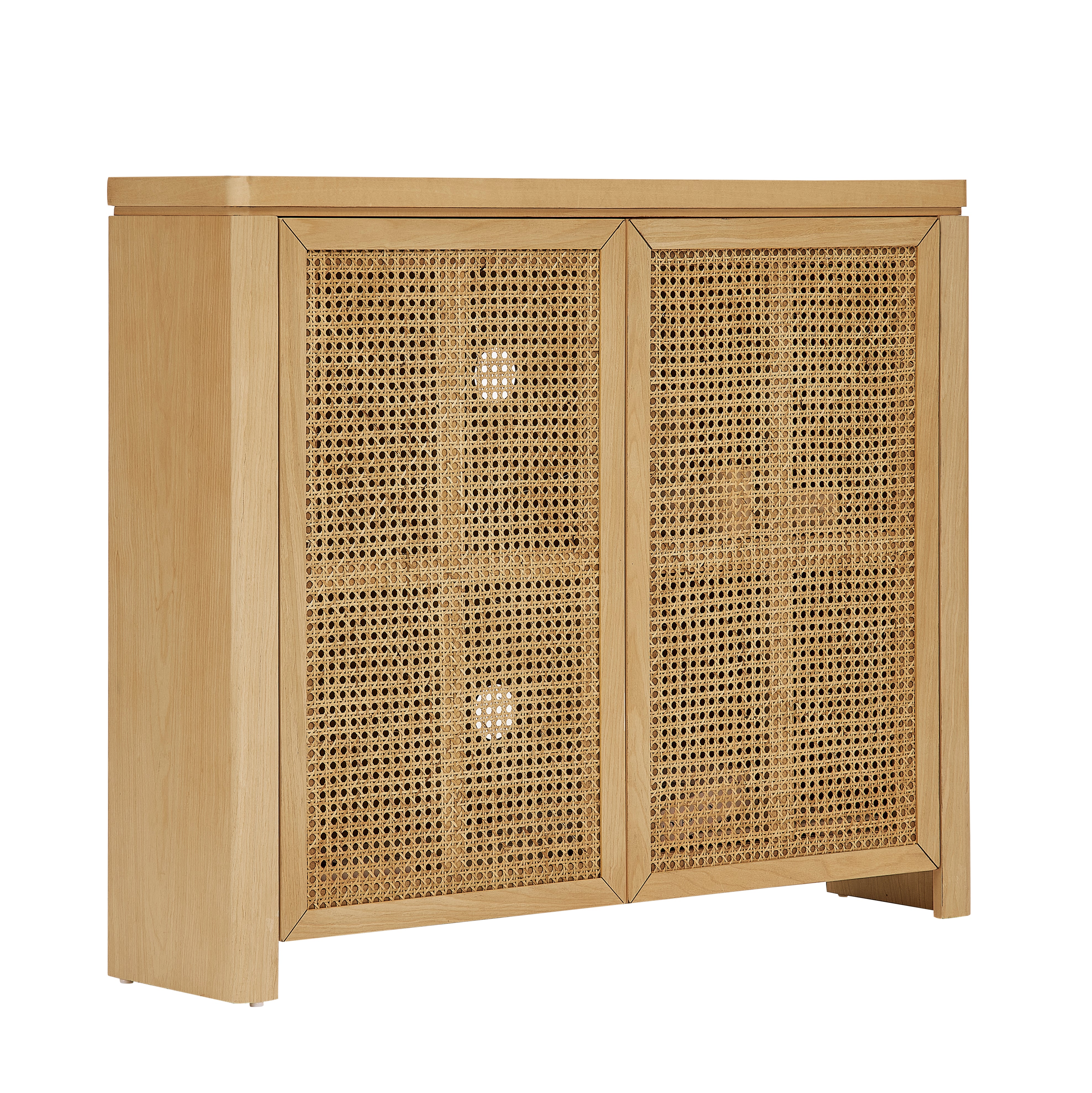 Mid-Century Modern Rattan Accent Storage Cabinet