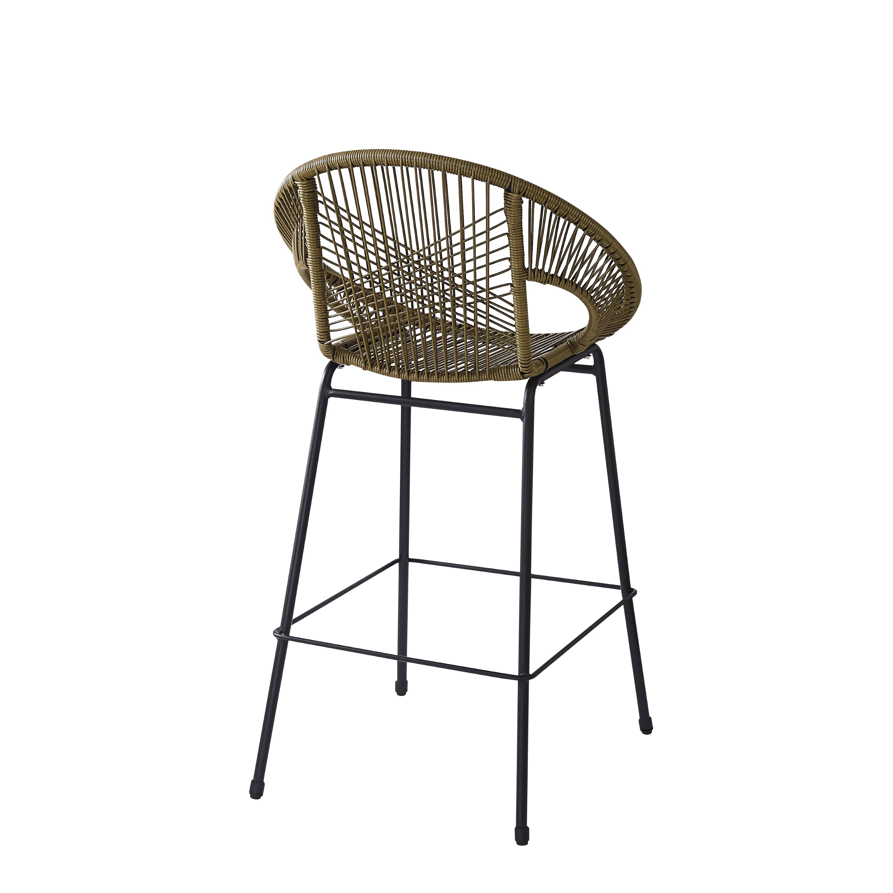 Entwined Outdoor Bar Stool with Ergonomic Design and Footrest, Set of 2