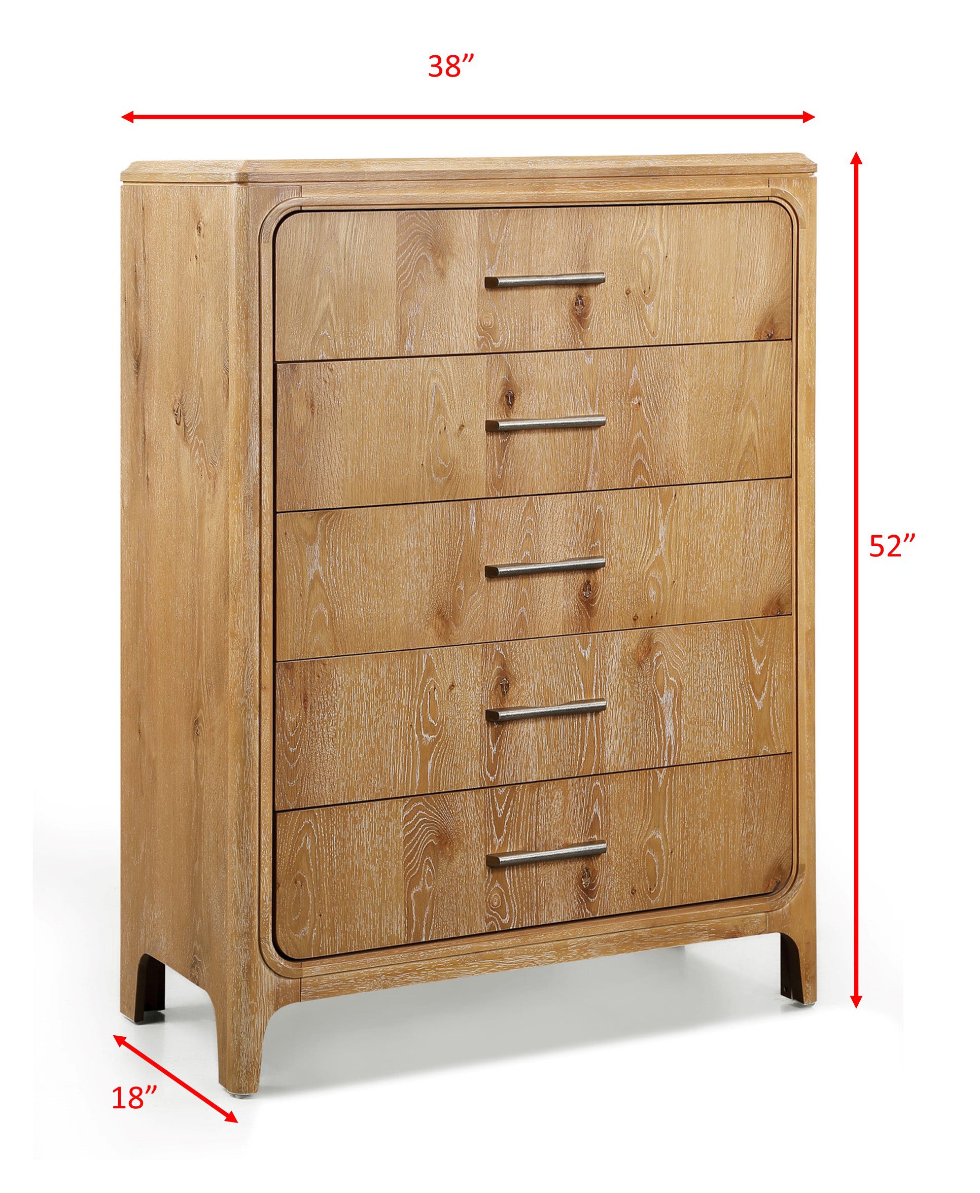 Velora Natural Wood Finish 5-Drawer Chest/Dresser