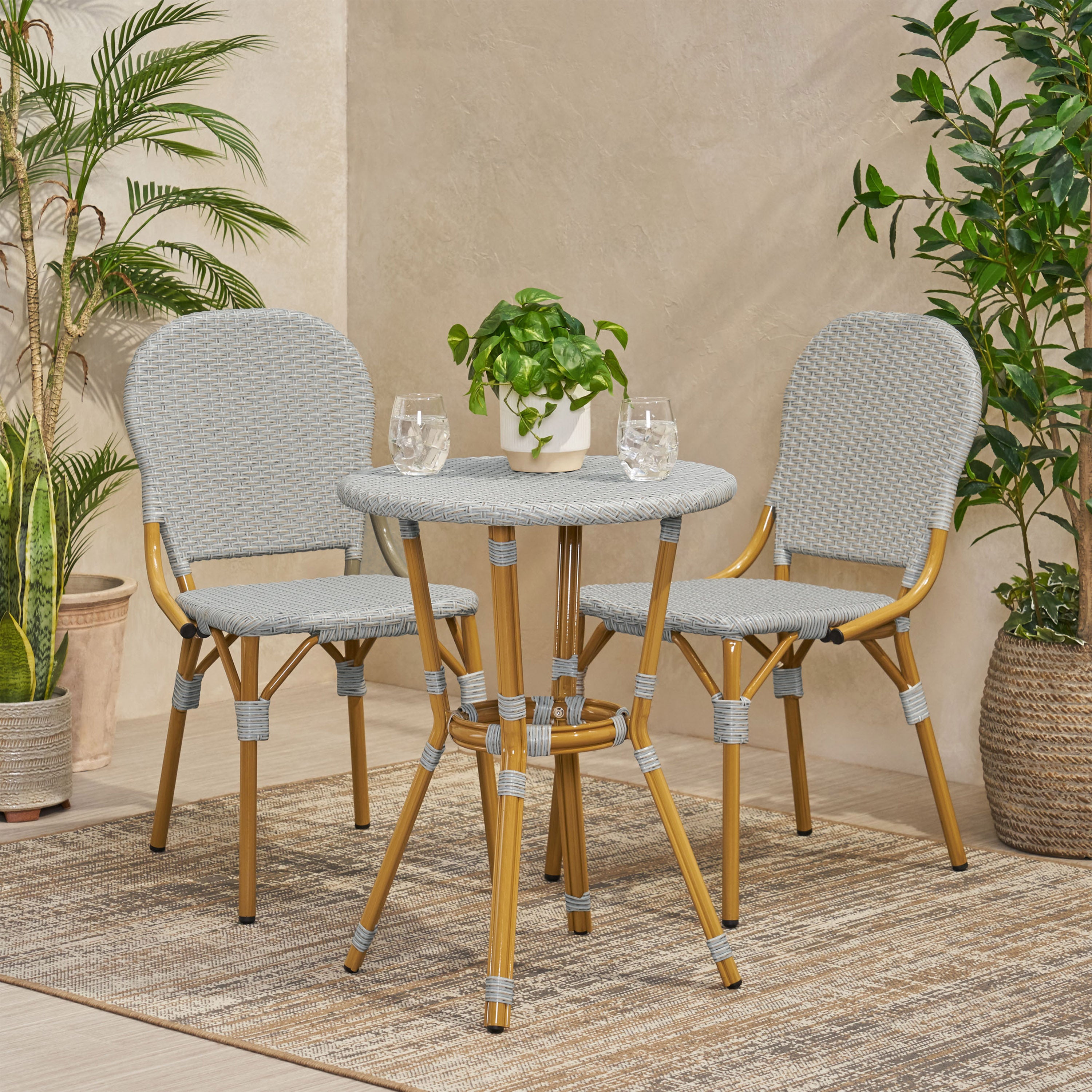 Eternity 3-Piece Bistro Set with 2 Armless Chairs and Round Table