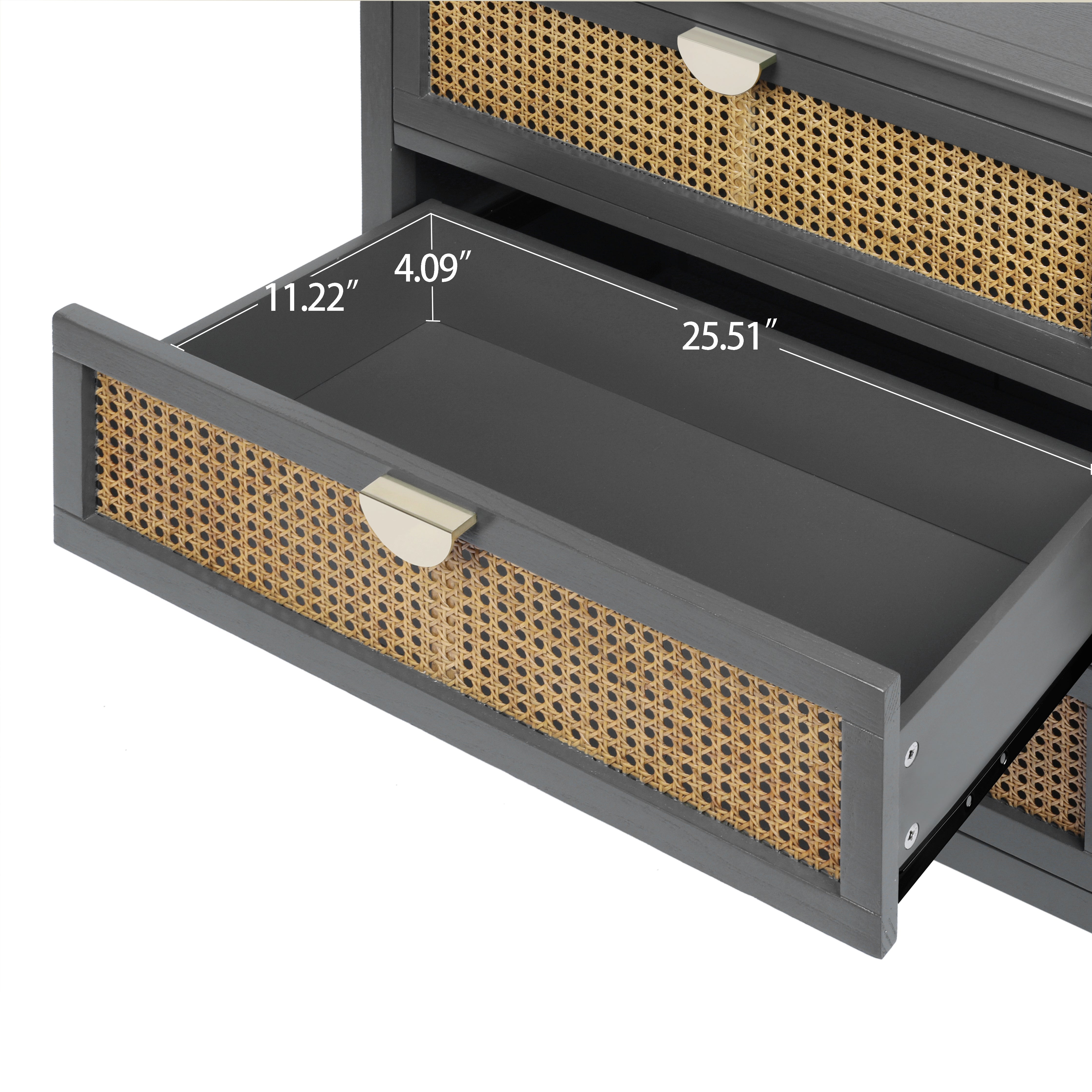 3 Drawer Cabinet with Natural Rattan Drawers