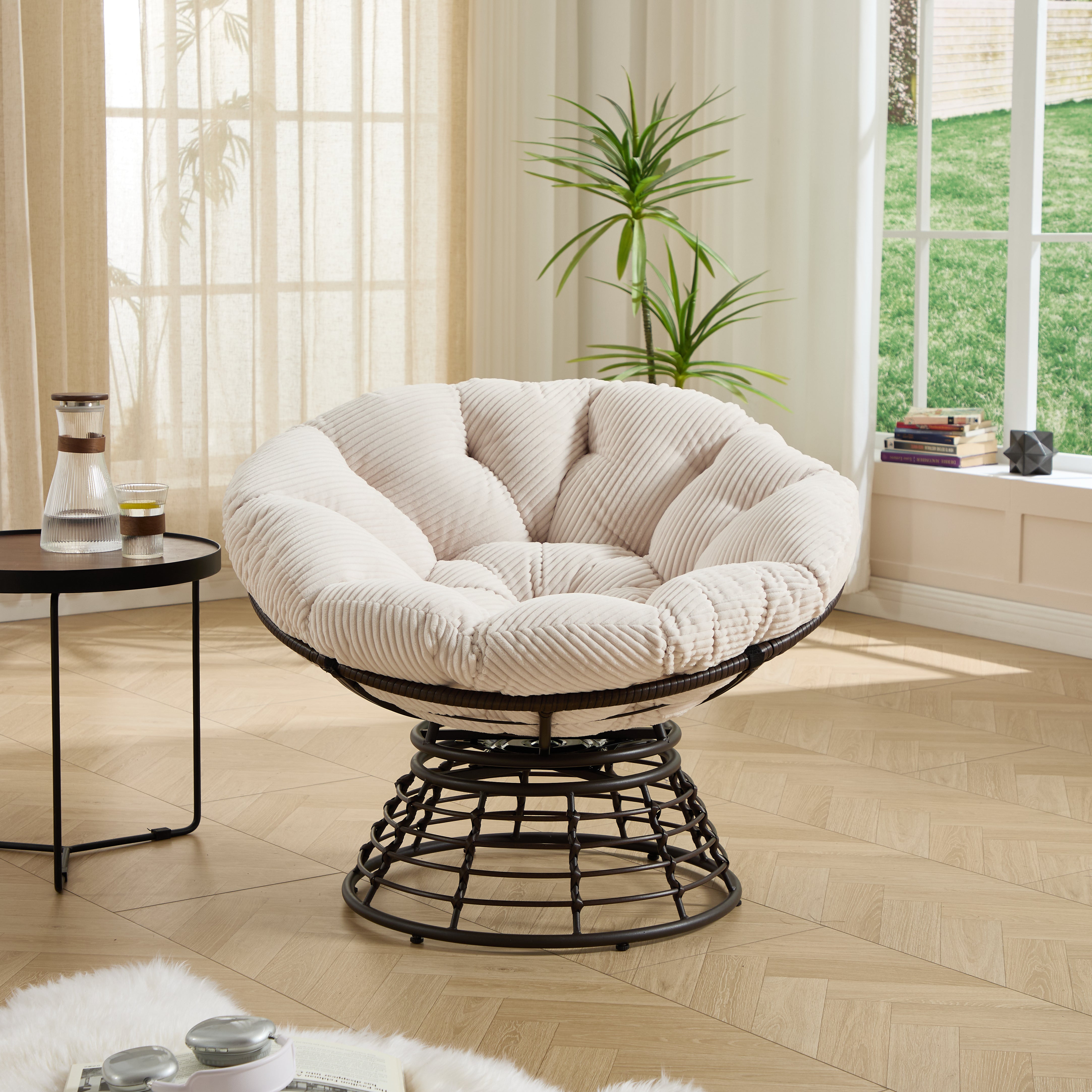 The Original Papasan™ 360° Swivel Indoor Outdoor Wicker Papasan Chair with Soft Thick Cushion