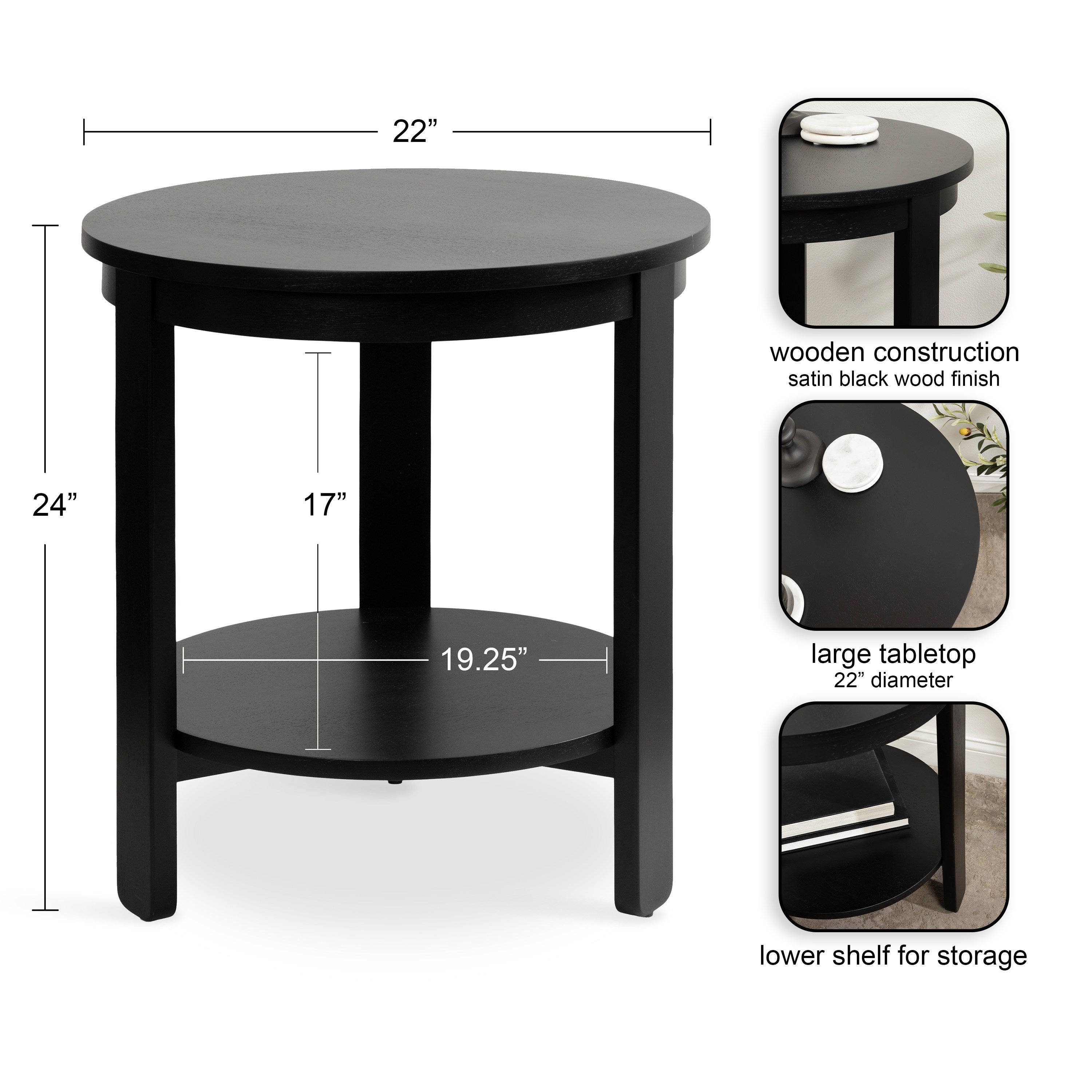 Foxford Round Wood Side Table
