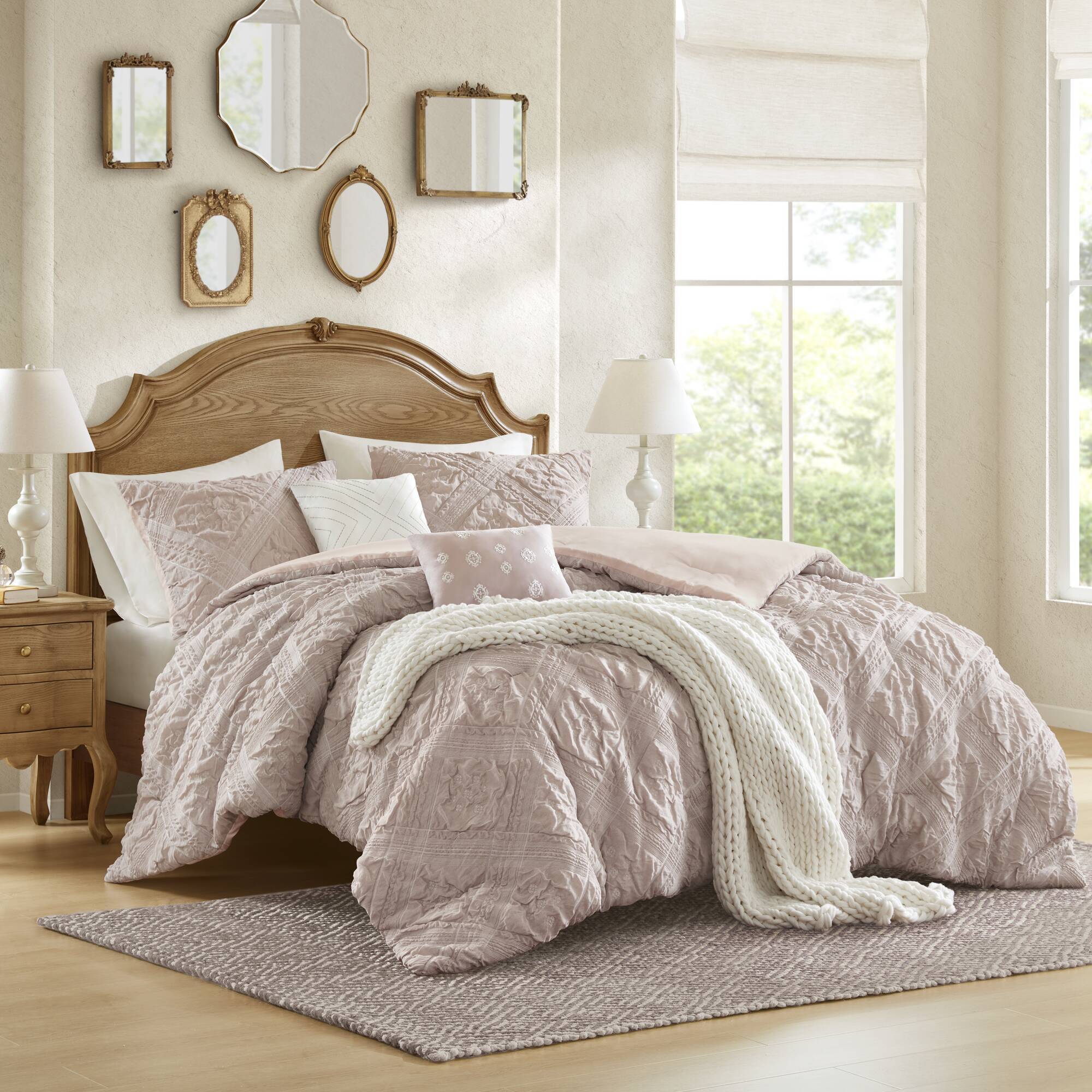5 Piece Sculpted Jacquard Comforter Set