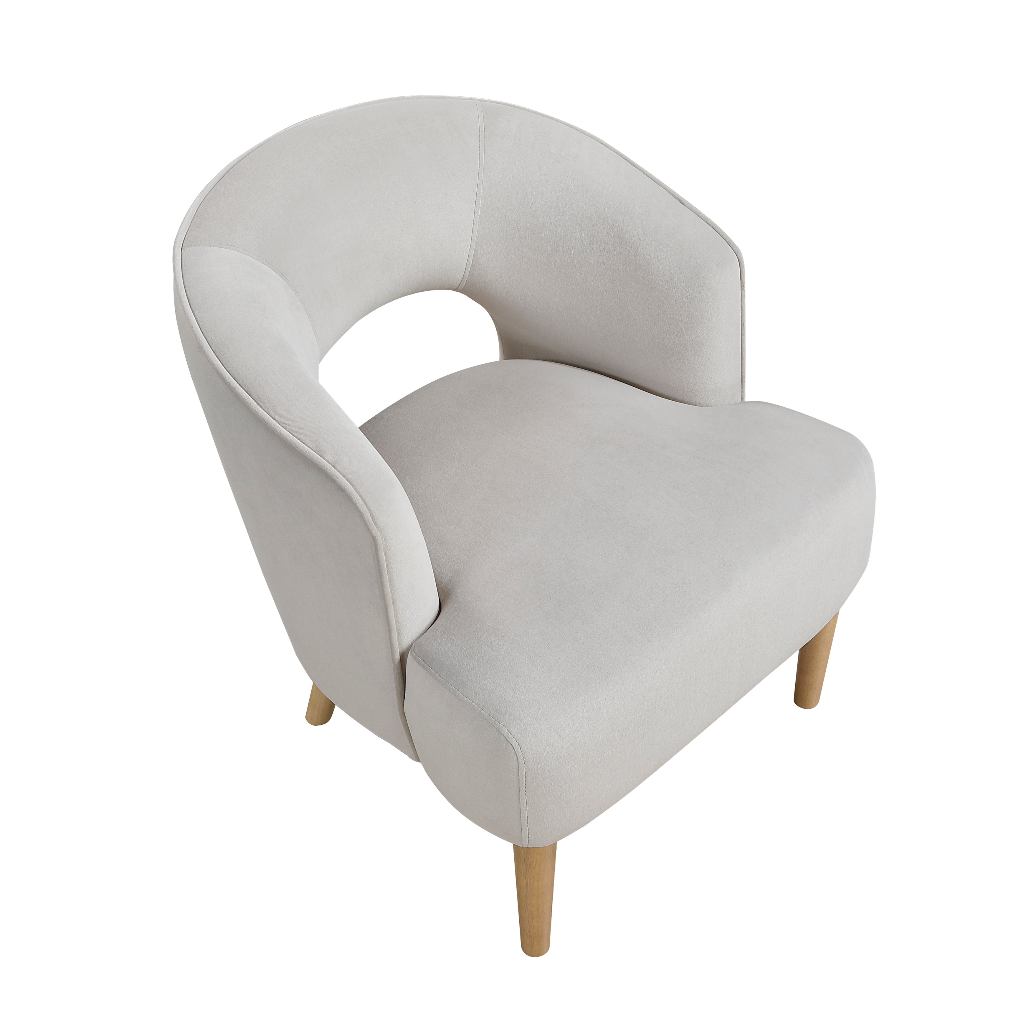 Modern Plush Velvet Open Back Barrel Accent Chair