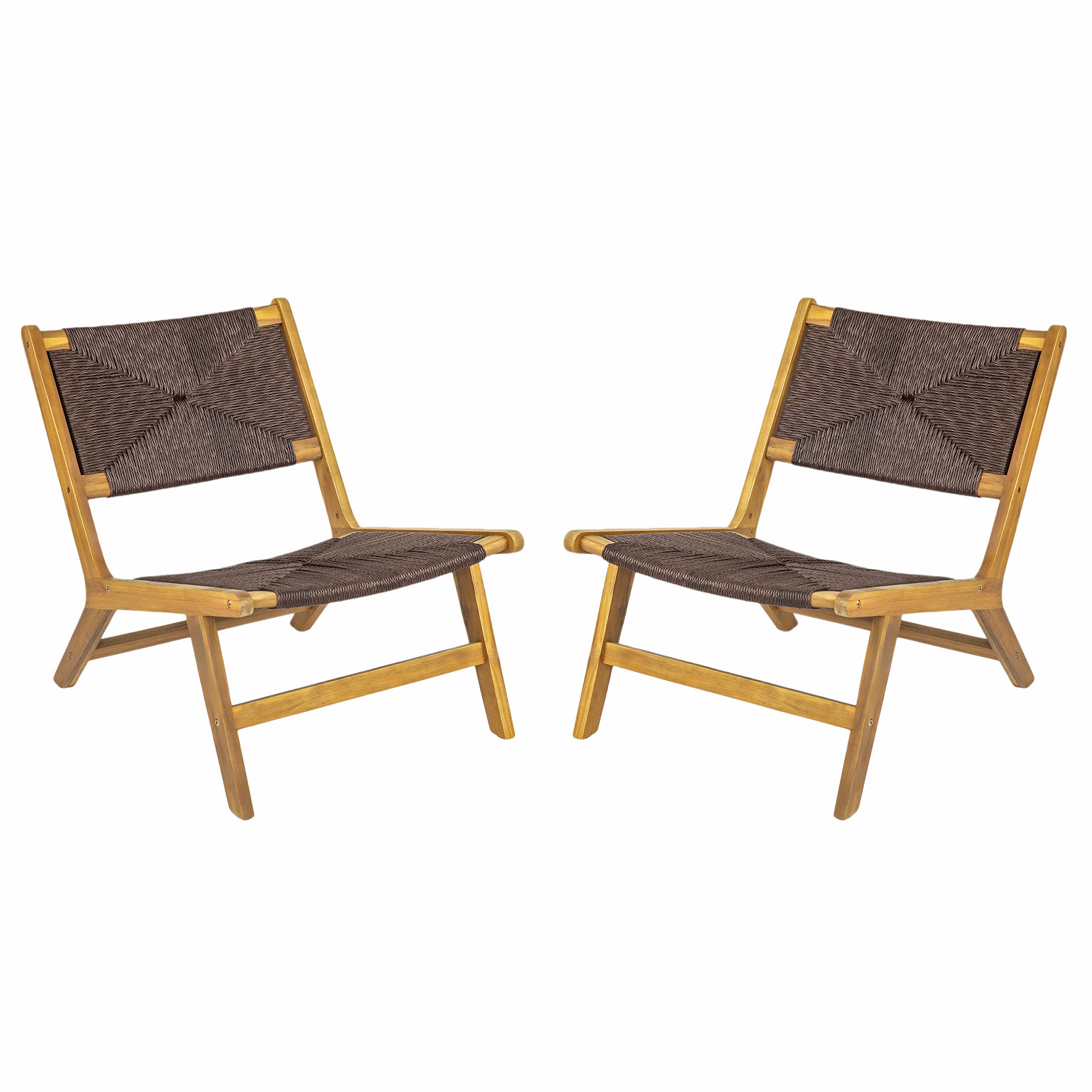 Catalina Acacia Wood Outdoor Armless Lounge Chair