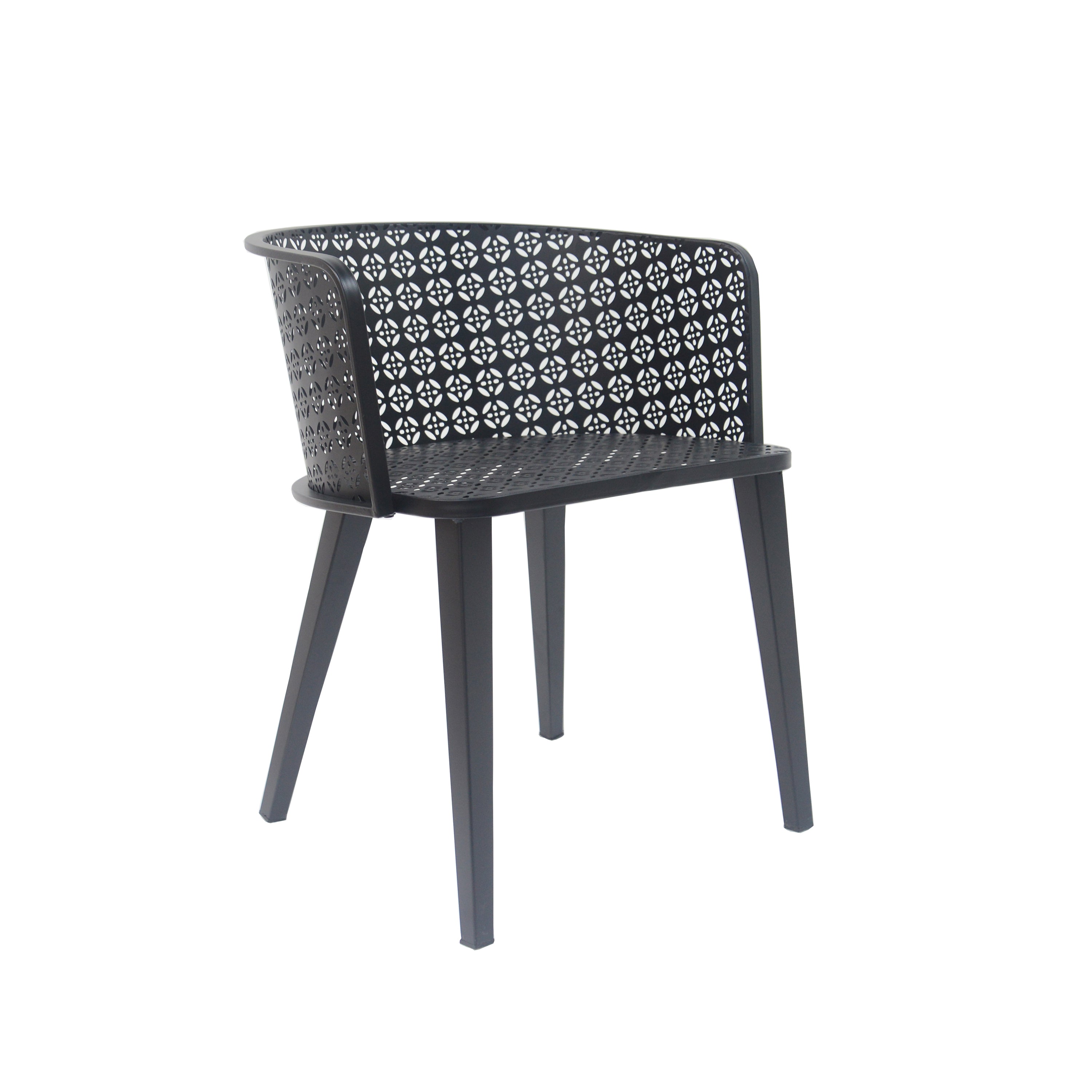 Rejoiced Outdoor Dining Chair with Geometric Lattice Design and Curved Back, Set of 2