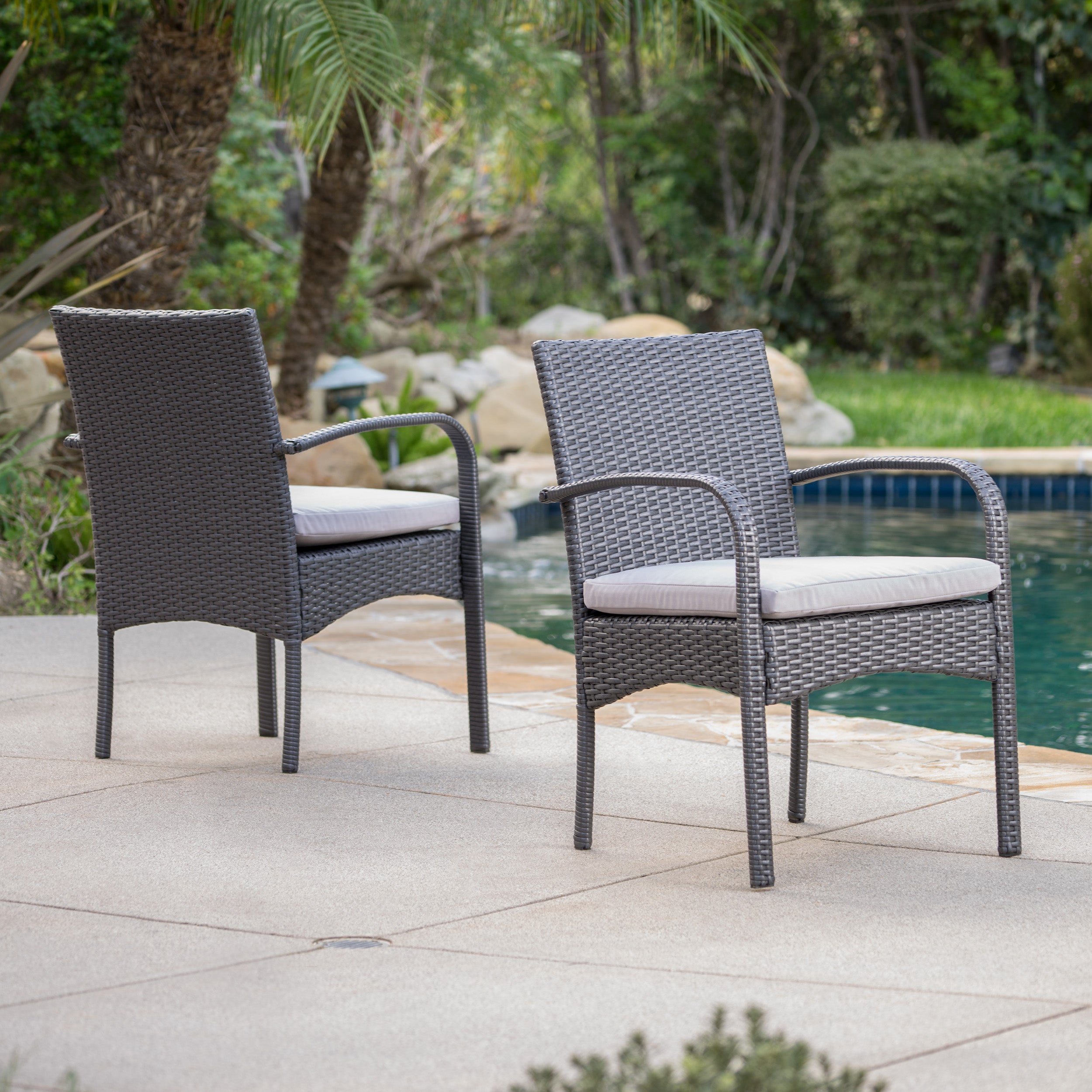 Cordoba Outdoor Wicker Dining Chairs, Set of 2
