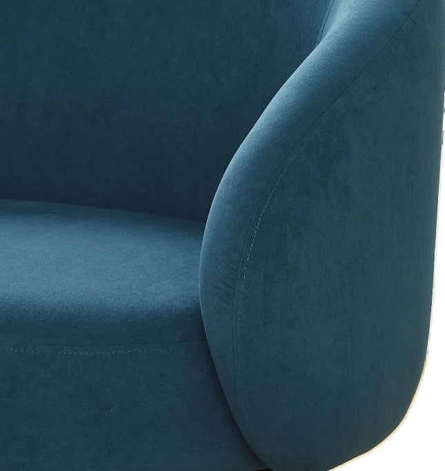 Mid-Century Modern Velvet Barrel Armchair with Metal Legs