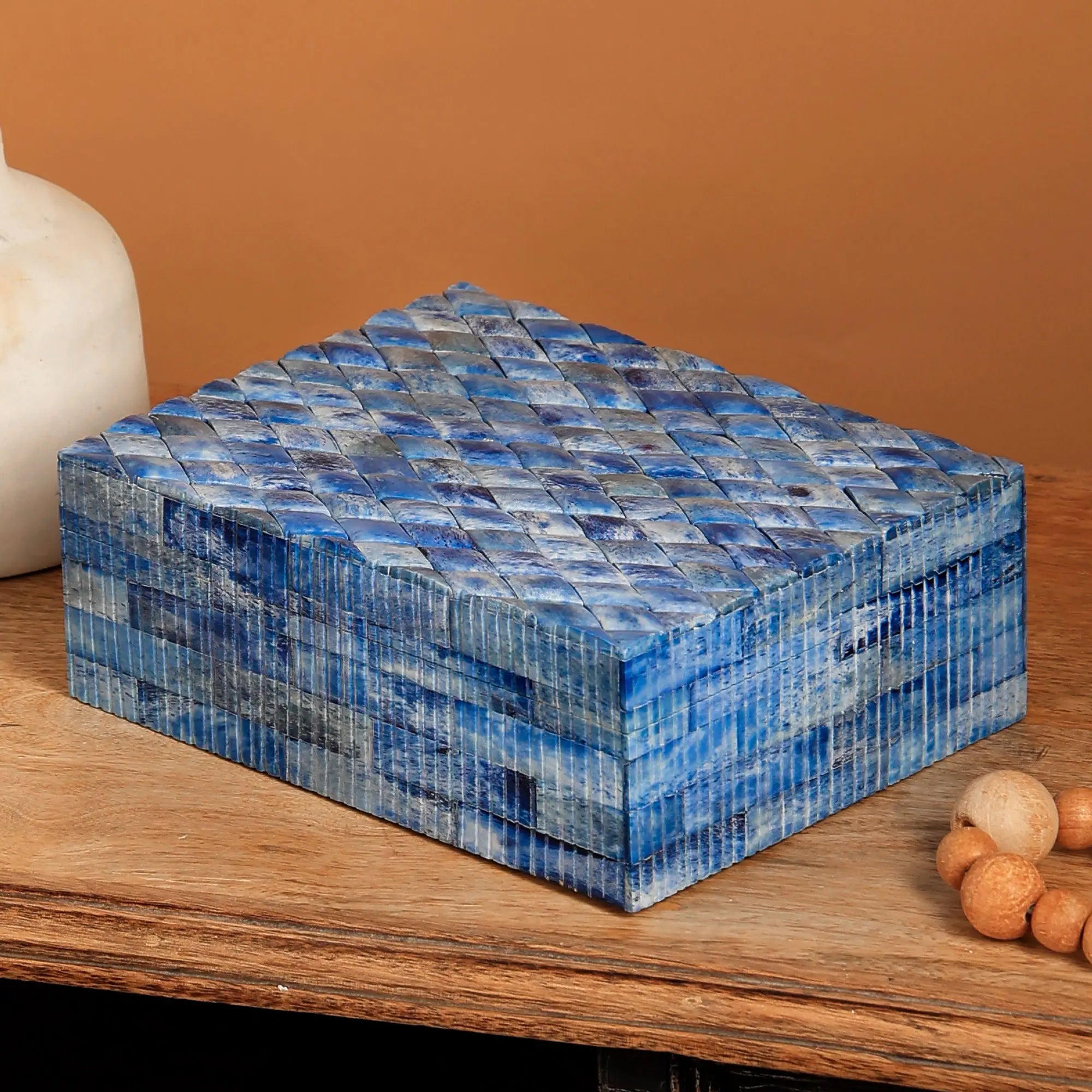 Carved Bone Ribbed Box