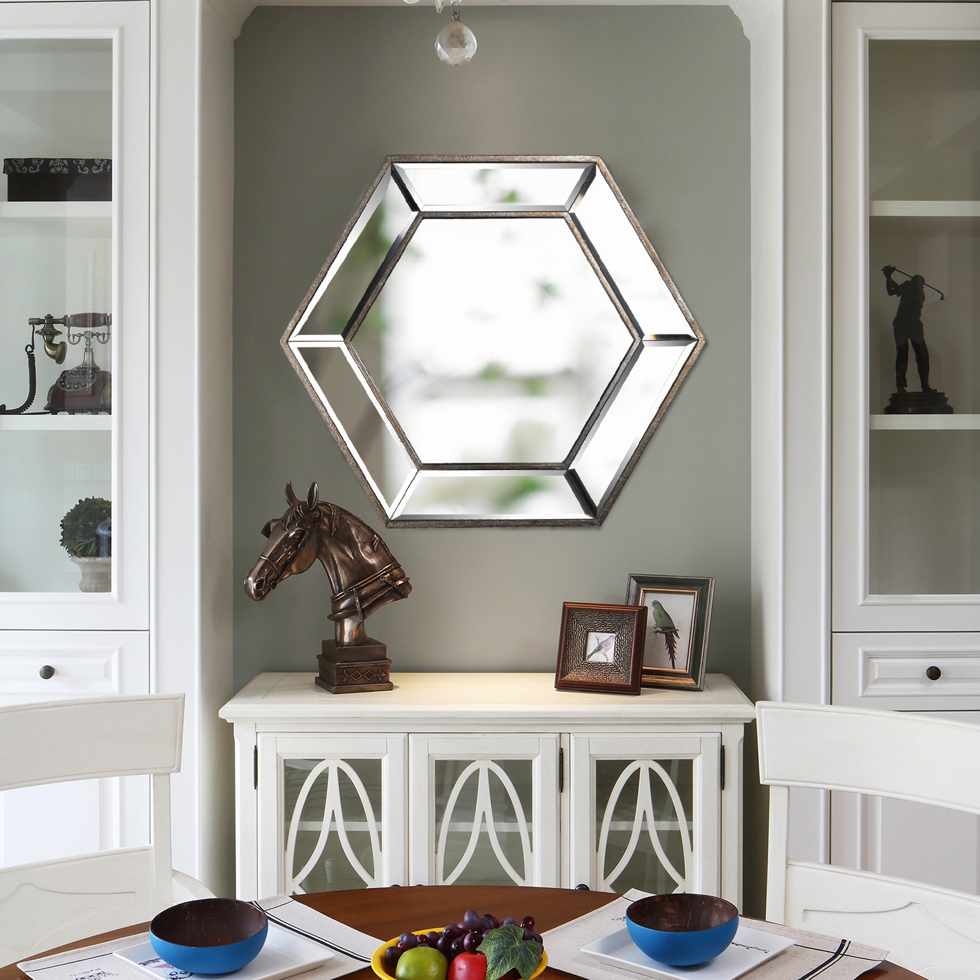 Hexagon Wall Mirror with Contemporary Glass Design