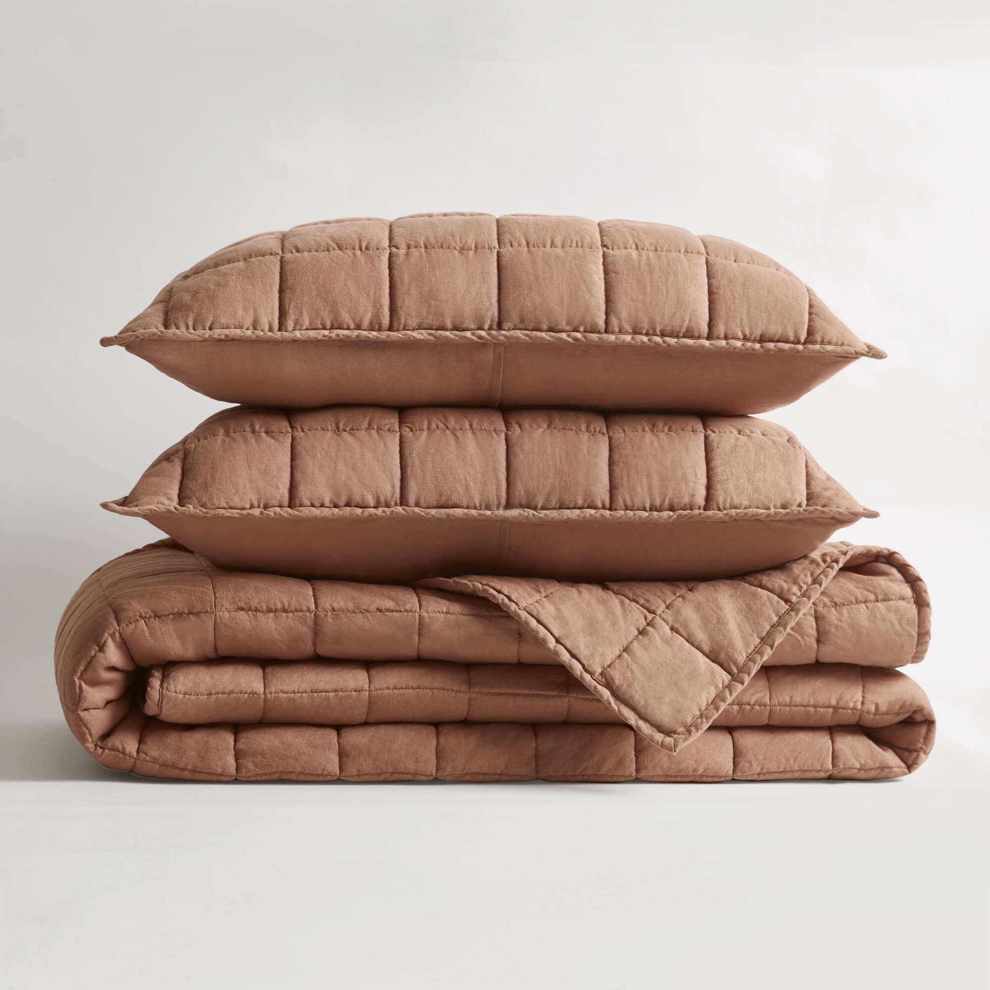 3 Piece Garment Washed French Linen Quilt Set