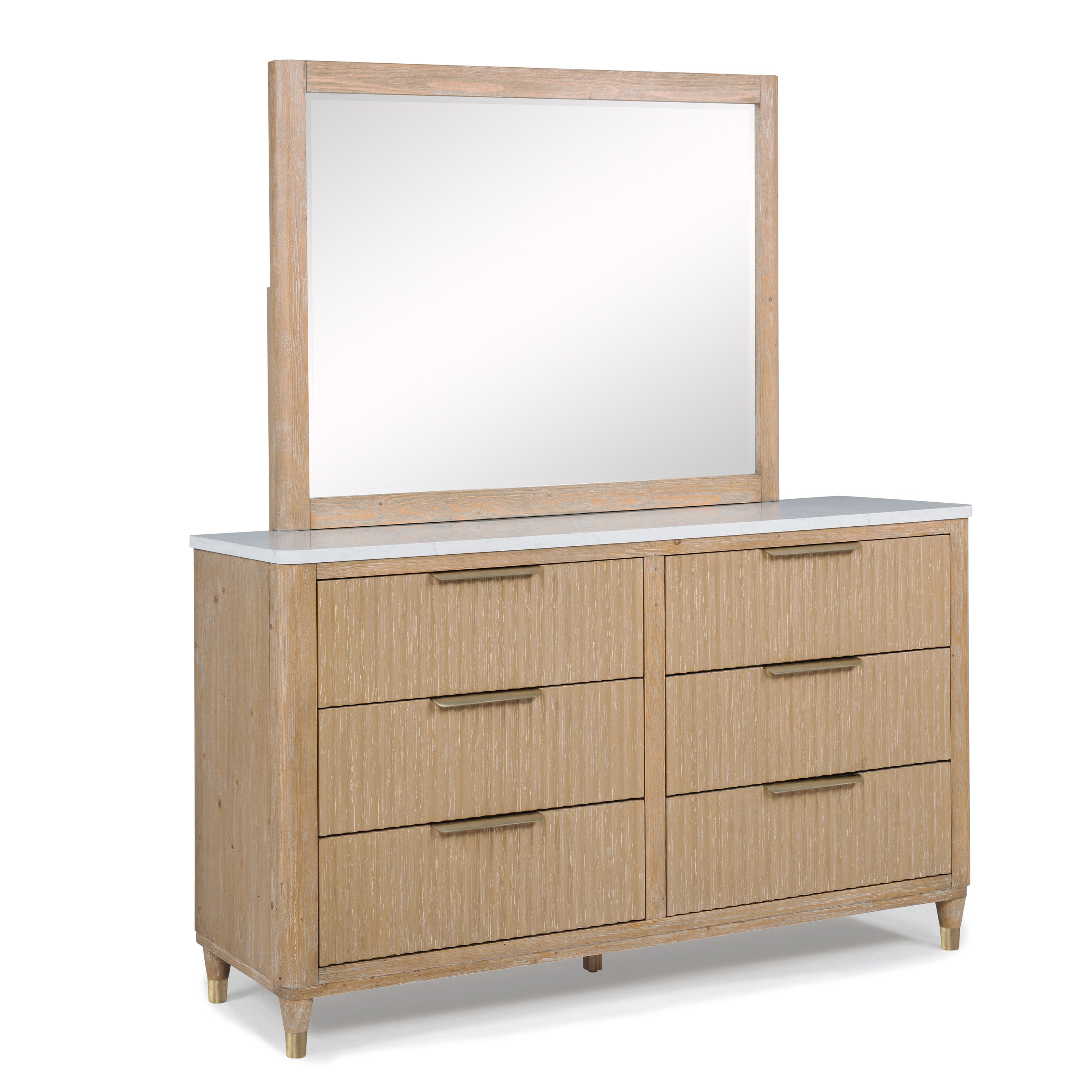 Modern Aesthetic 6-Drawers Dresser with Stone Top