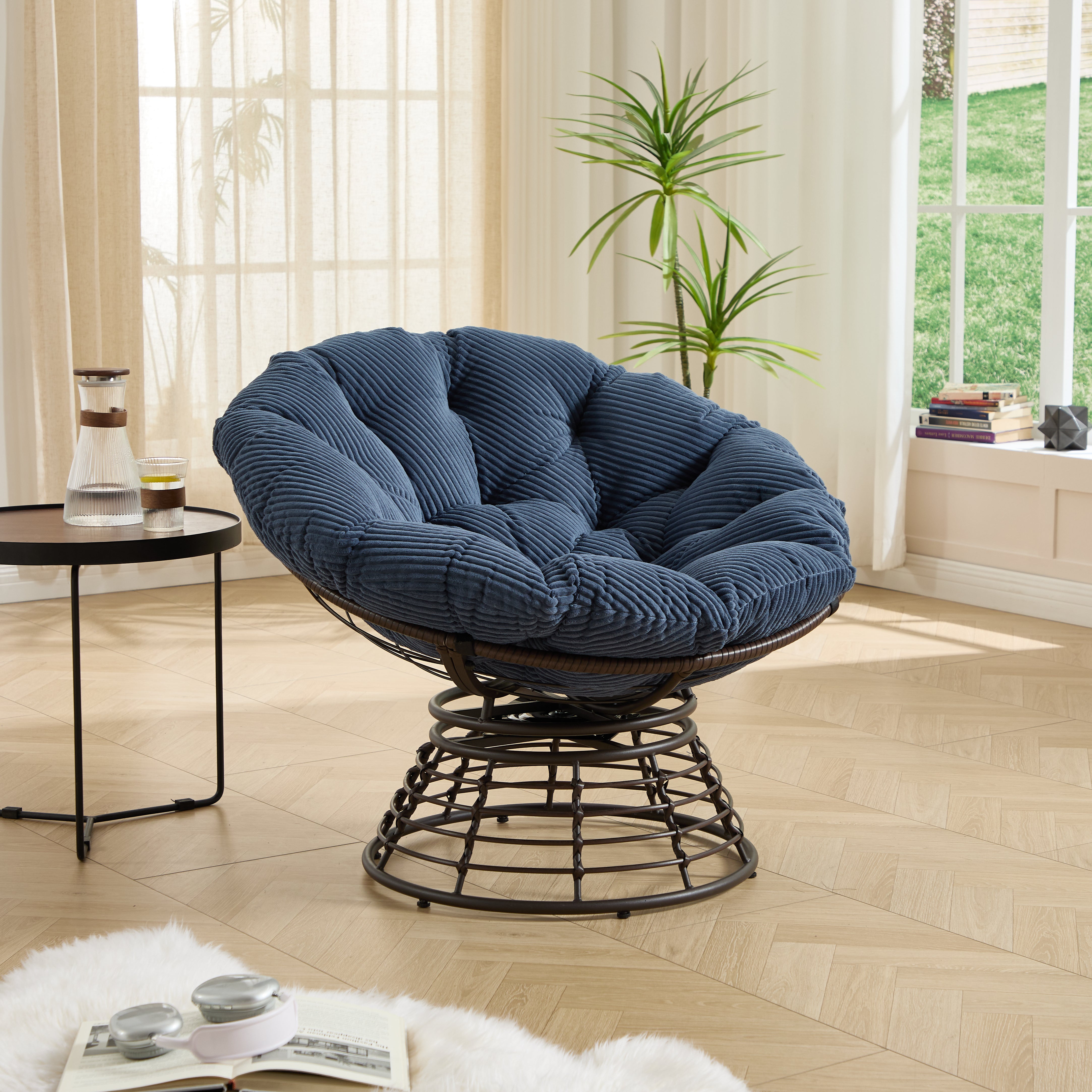 The Original Papasan™ 360° Swivel Indoor Outdoor Wicker Papasan Chair with Soft Thick Cushion