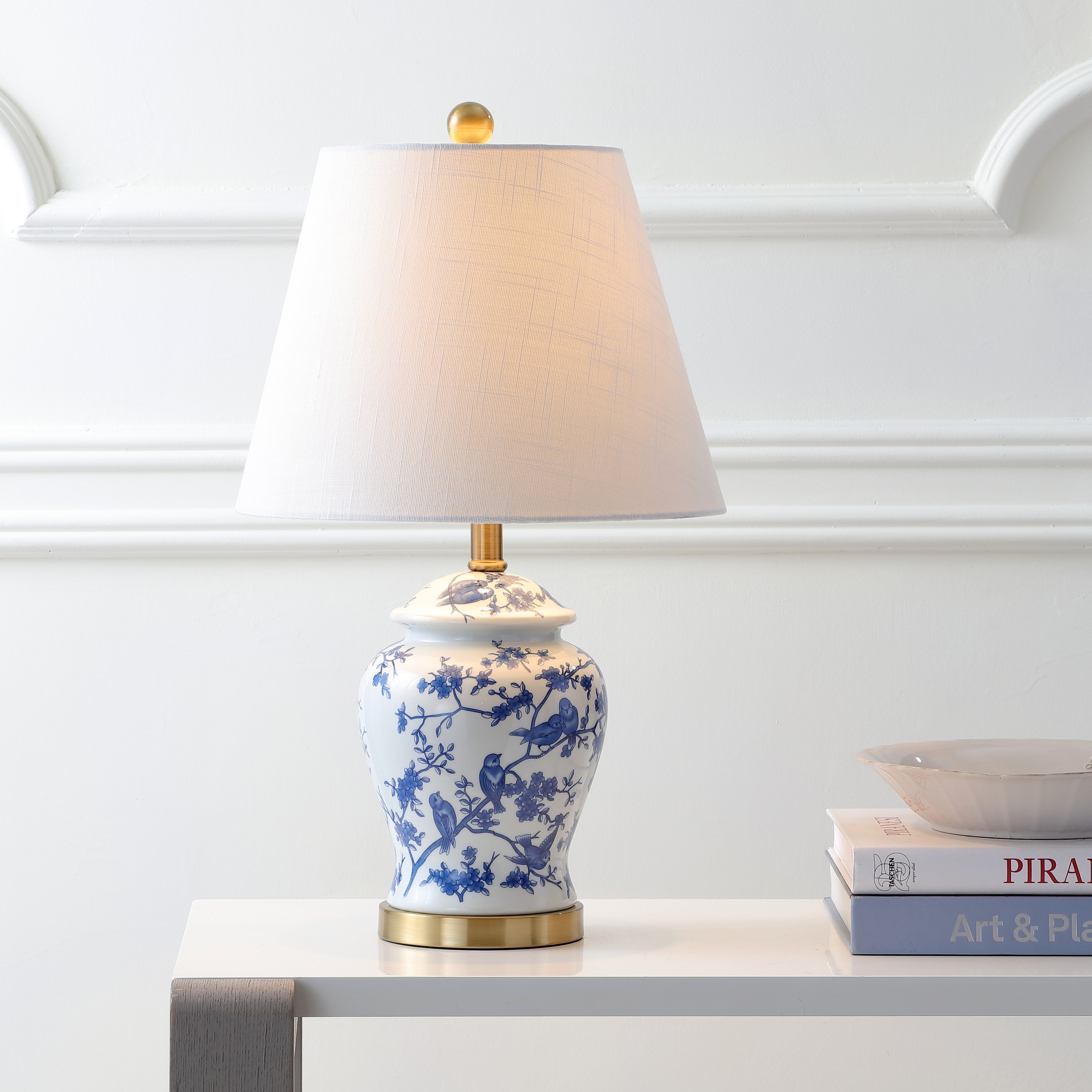 Penelope French Country Cottage Ceramic/Iron Chinoiserie Ginger Jar LED Table Lamp