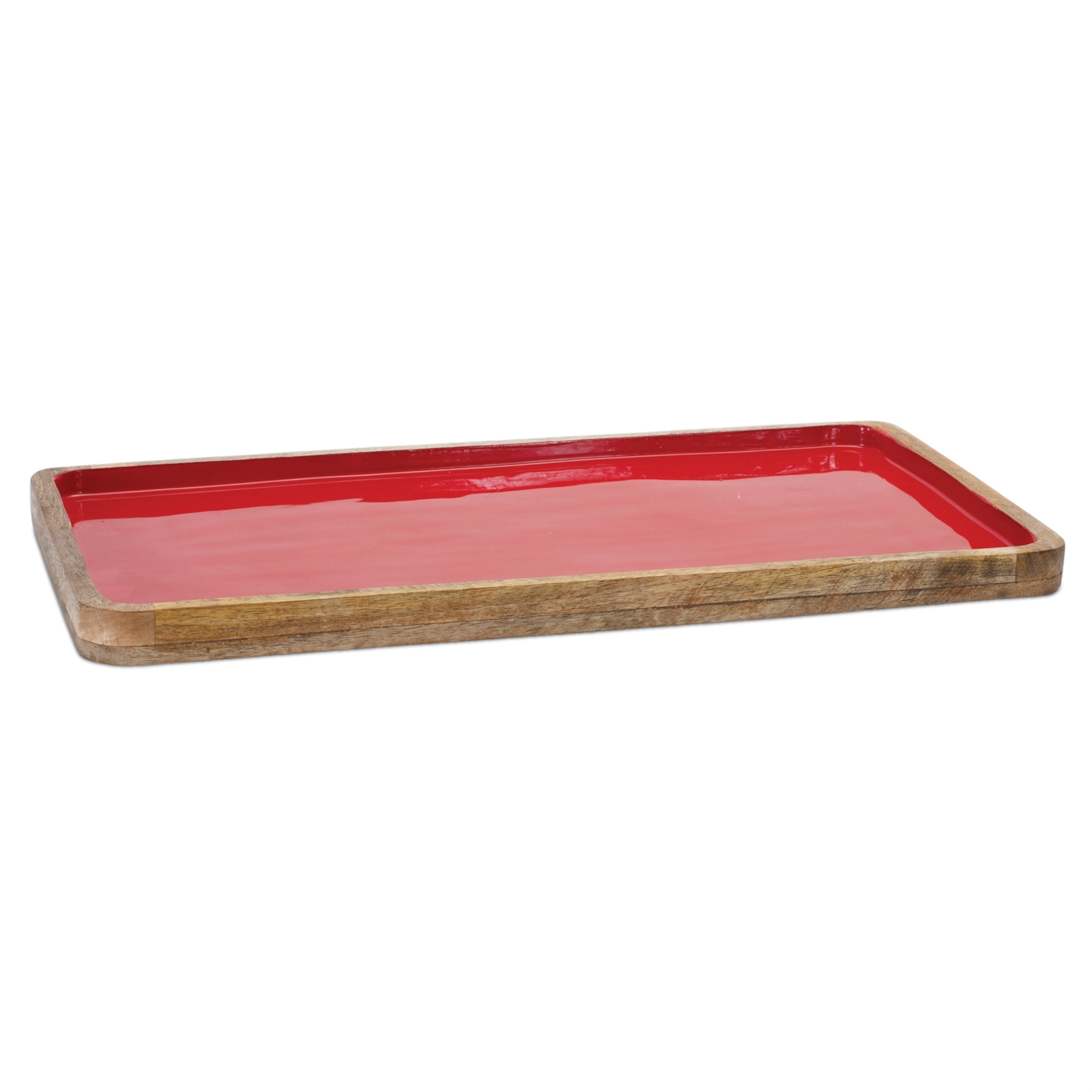Red Wooden Tray, Set of 2