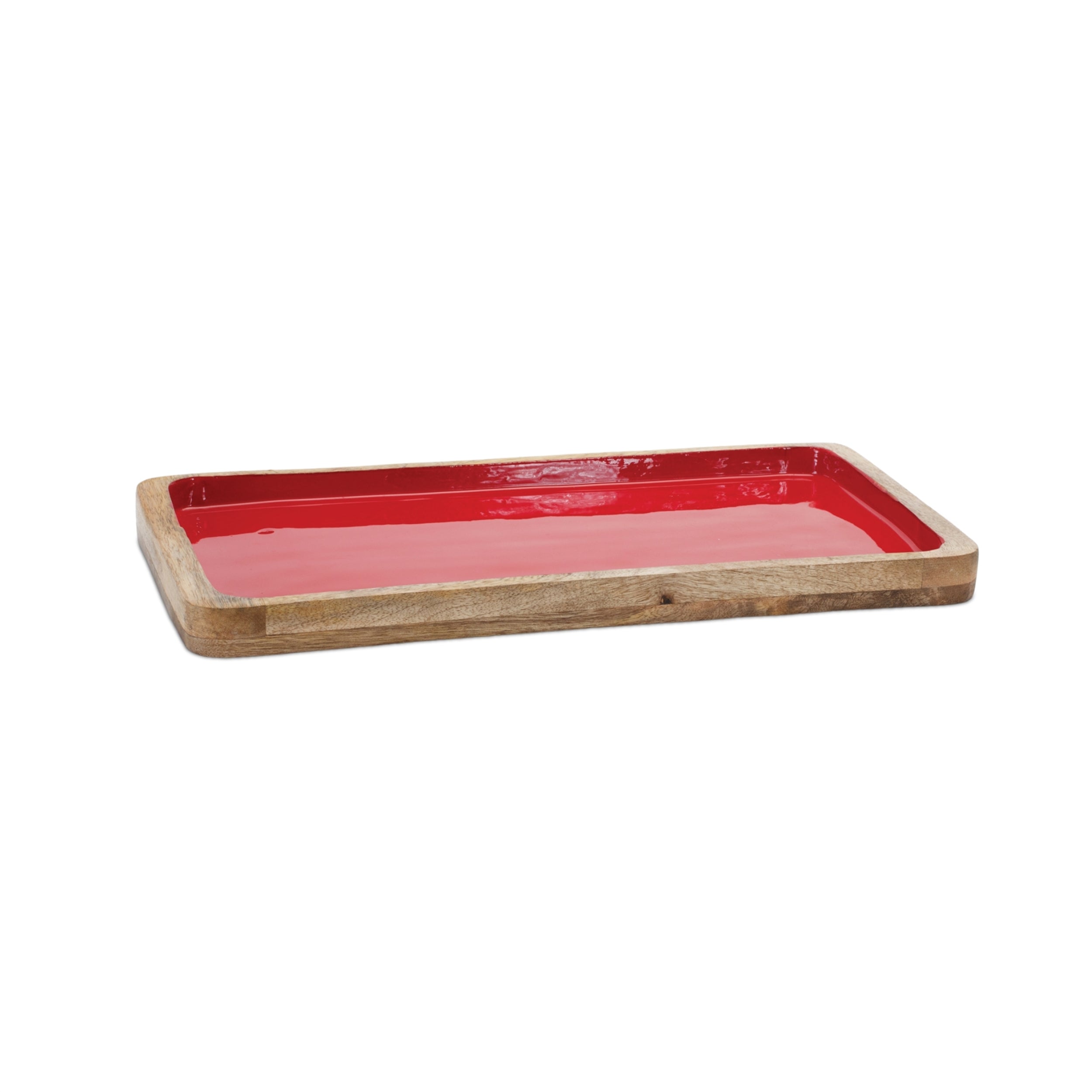 Red Wooden Tray, Set of 2