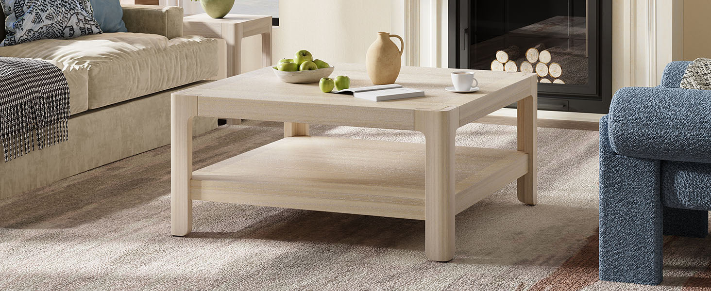Modern Farmhouse Coffee Table with Soft Rounded Profile