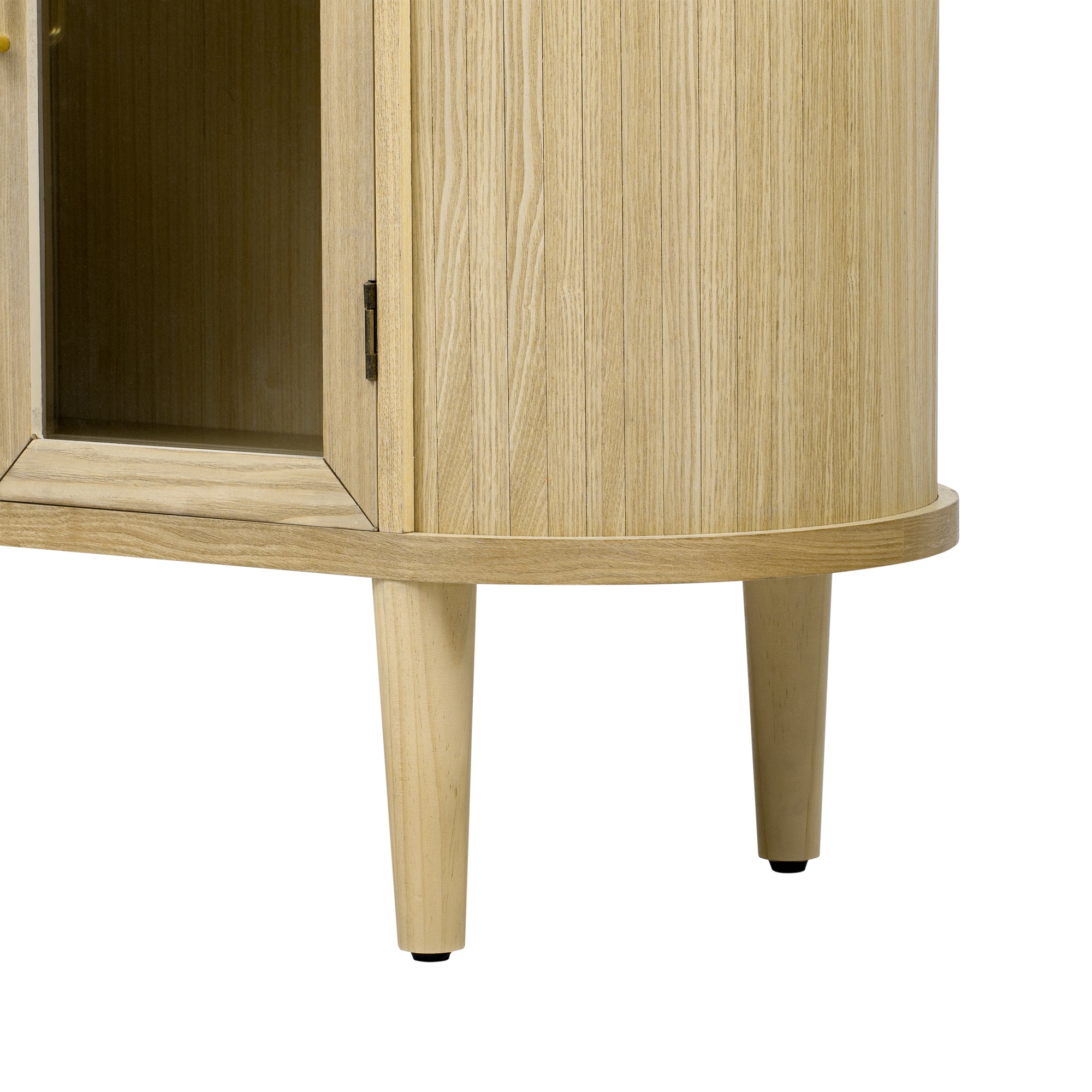 Wood Buffet Cabinet with Glass Doors and Adjustable Shelves