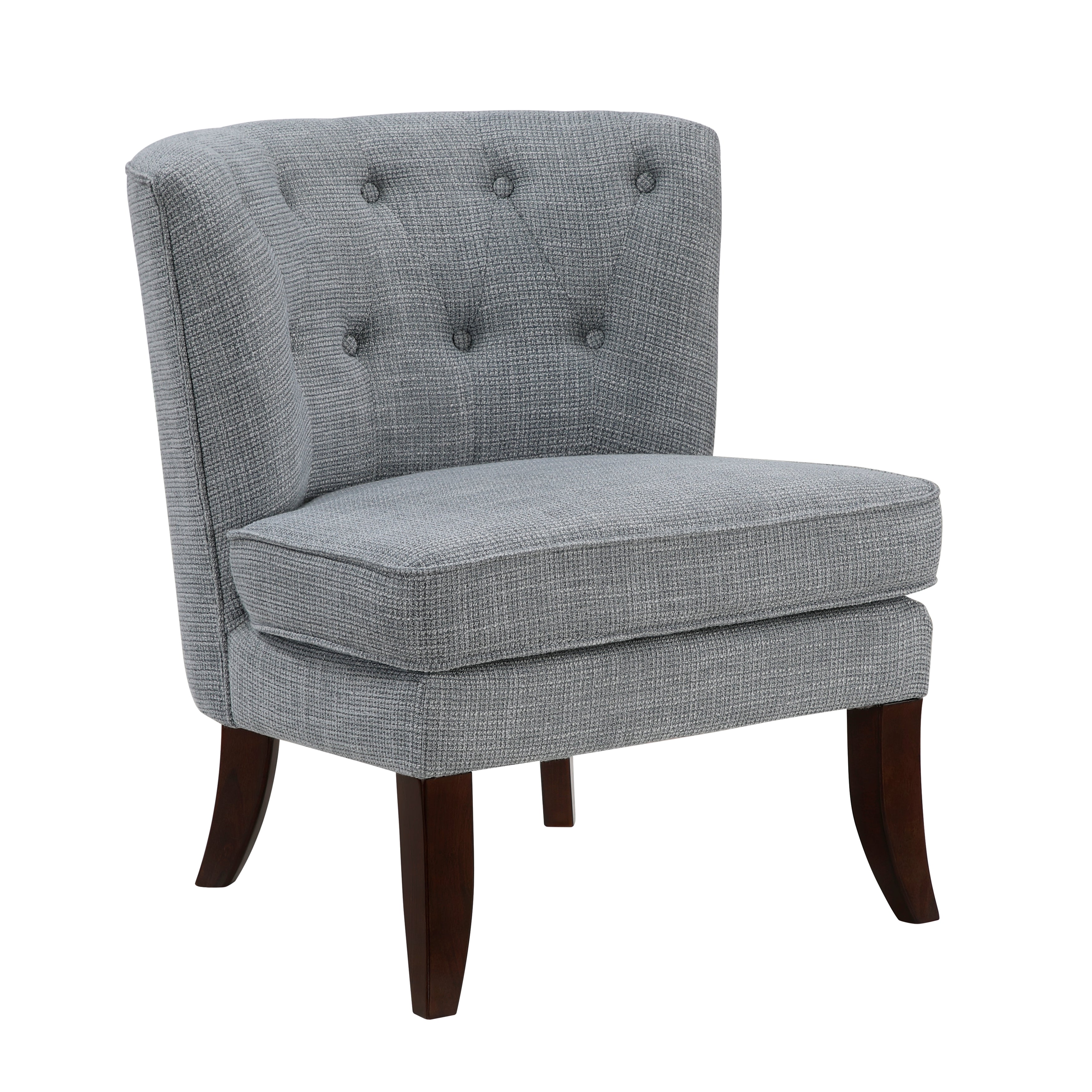Armless Button Tufted Accent Chair with Solid Wood Legs