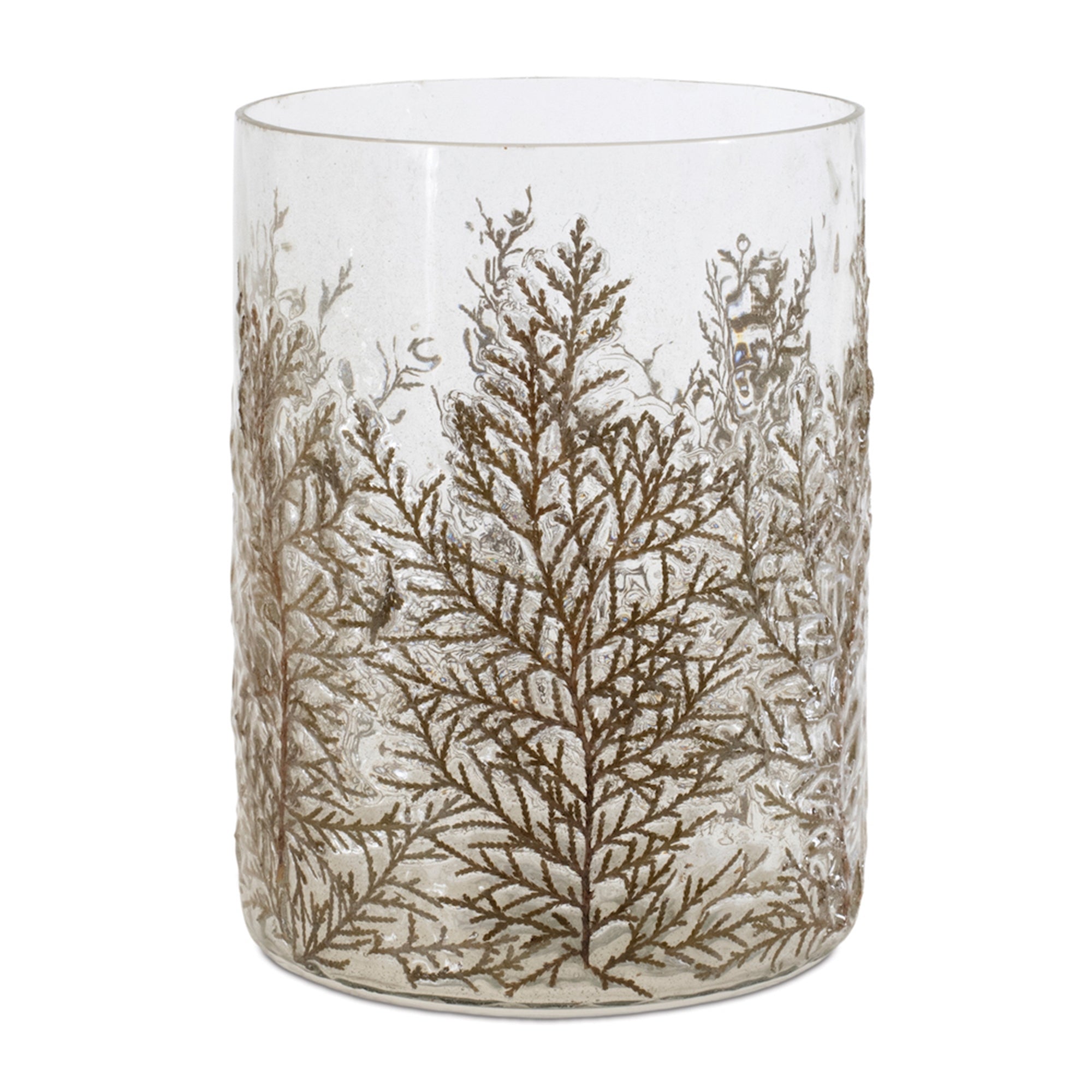 Dried Cedar Glass Candle Holder