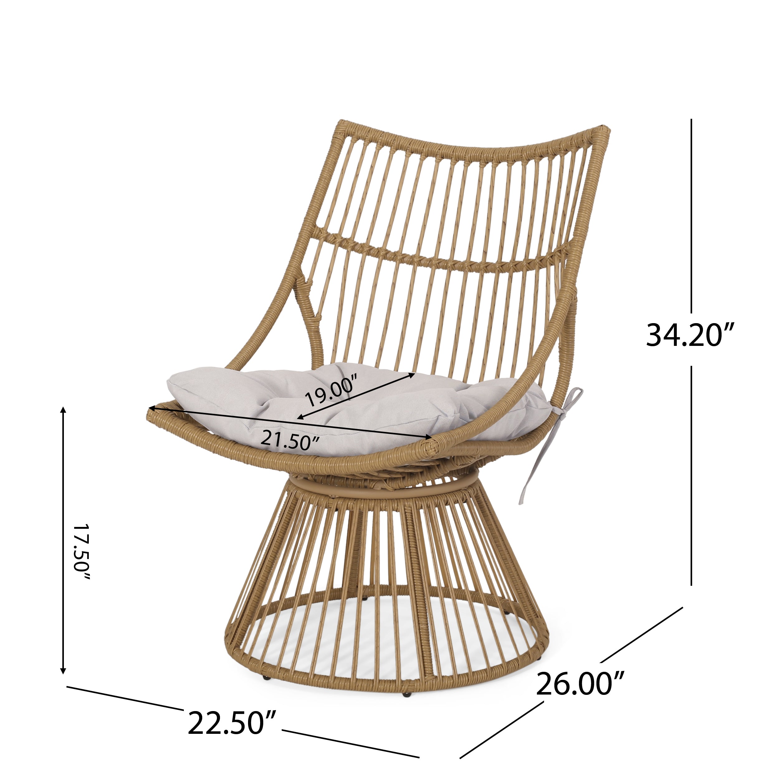 The Original Papasan™ Strontianite Outdoor Rattan Chair with High Back Design