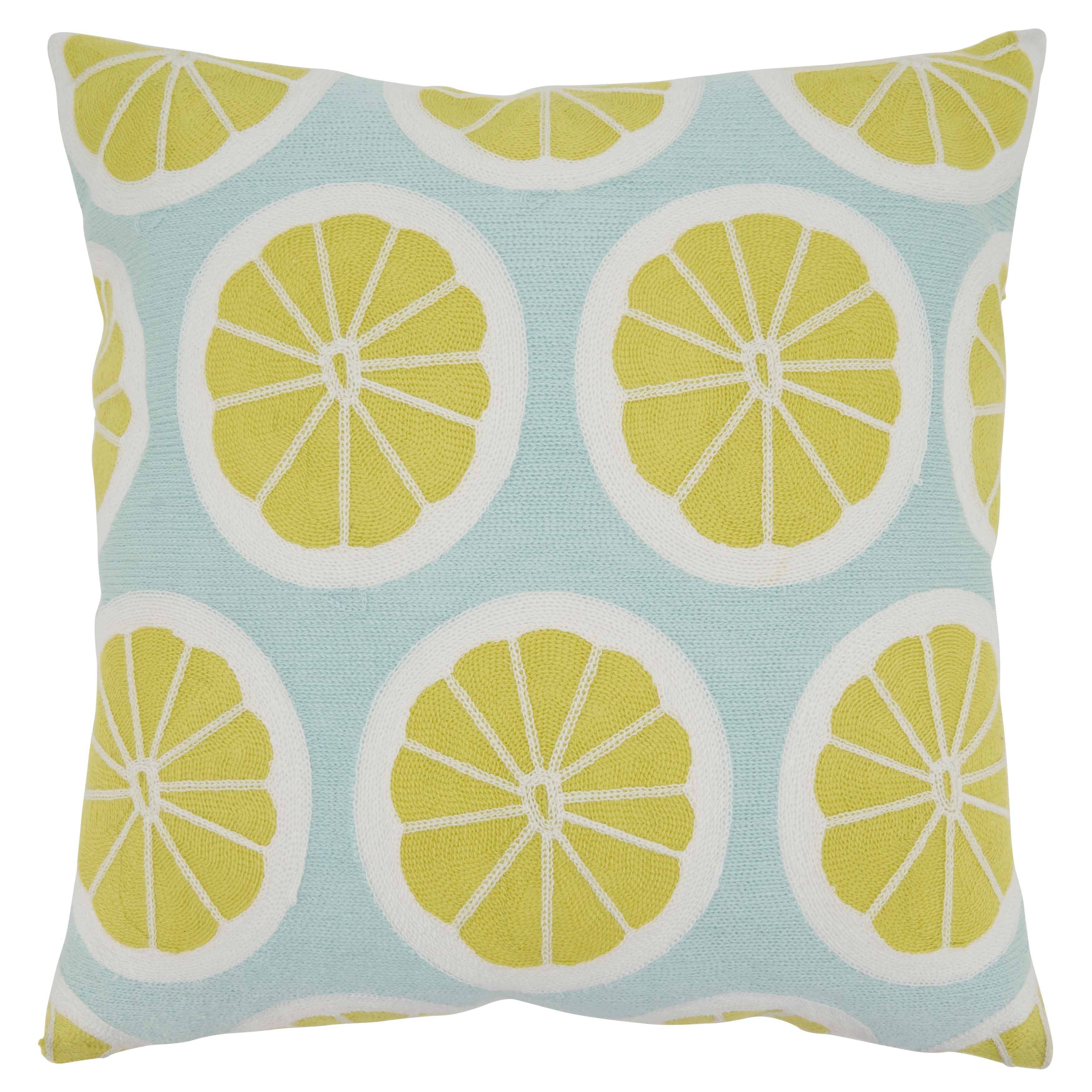 Embroidered Citrus Throw Pillow